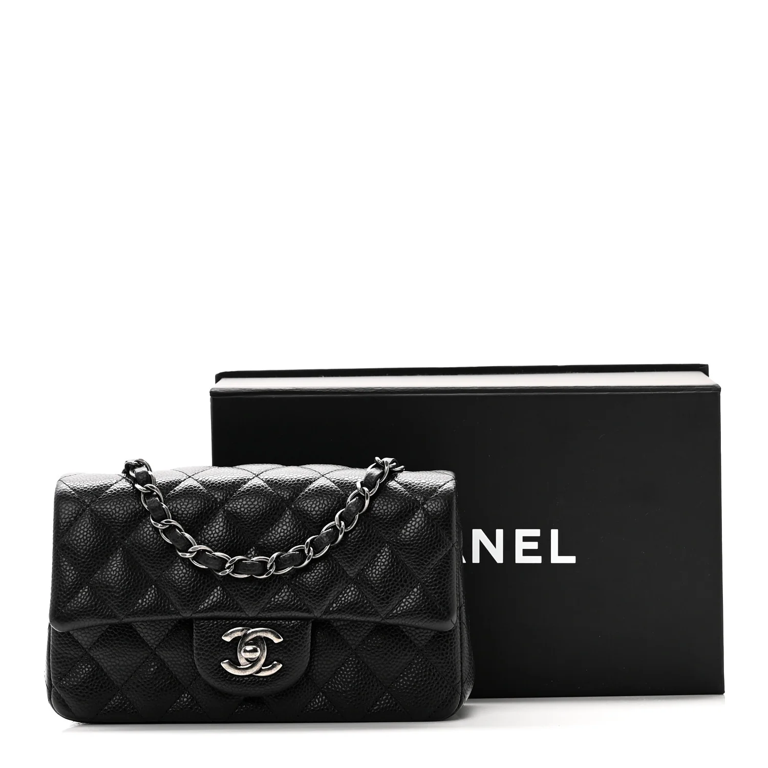 Caviar Quilted Mini Rectangular Flap Black - Image 11