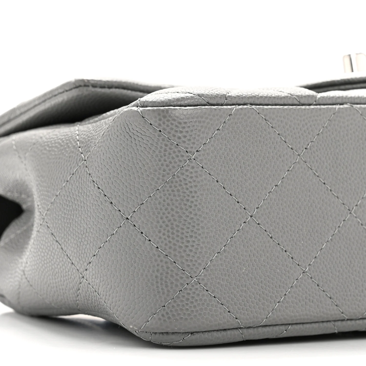 Caviar Quilted Mini Rectangular Flap Grey - Image 9