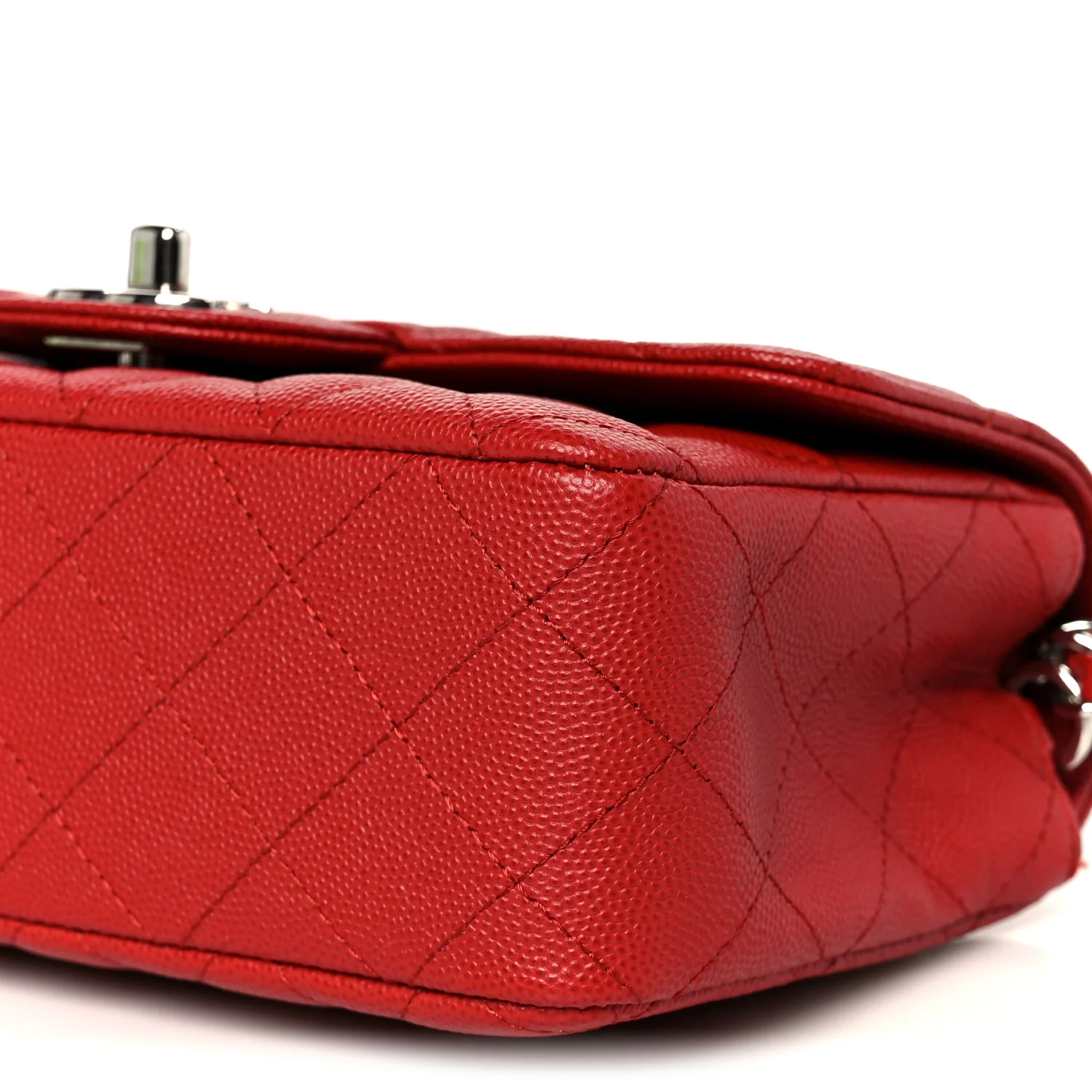 Caviar Quilted Mini Rectangular Flap Red - Image 10