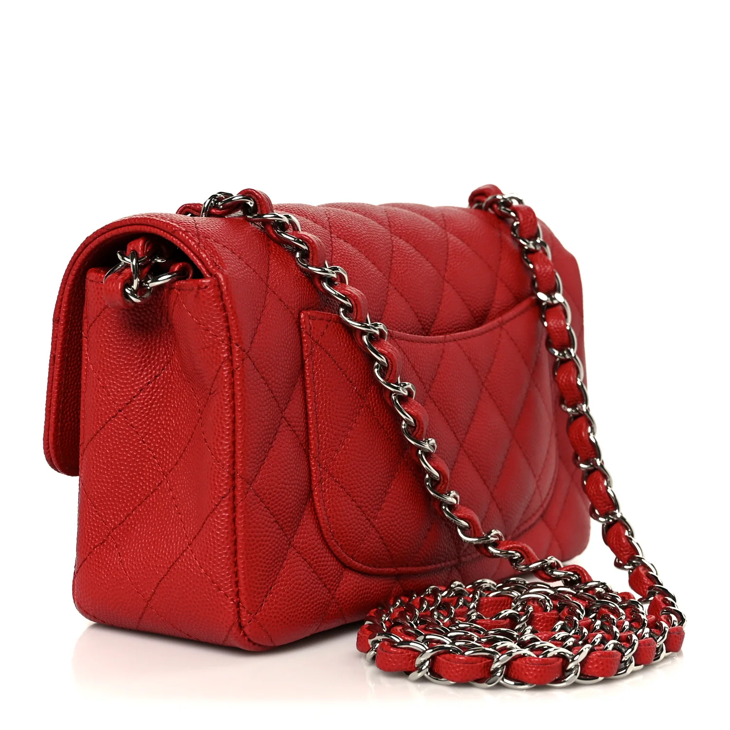 Caviar Quilted Mini Rectangular Flap Red - Image 3