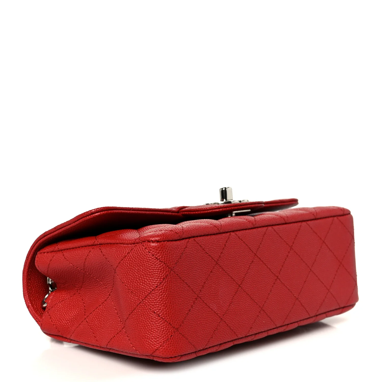 Caviar Quilted Mini Rectangular Flap Red - Image 4