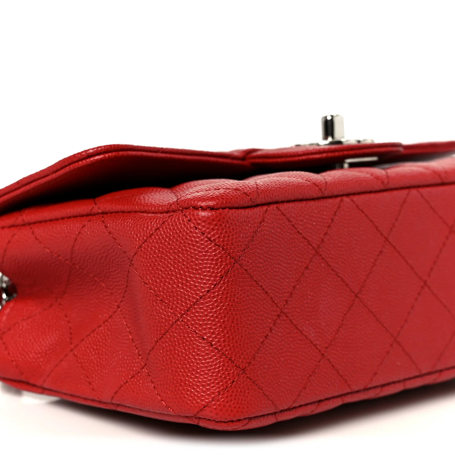 Caviar Quilted Mini Rectangular Flap Red - Image 9