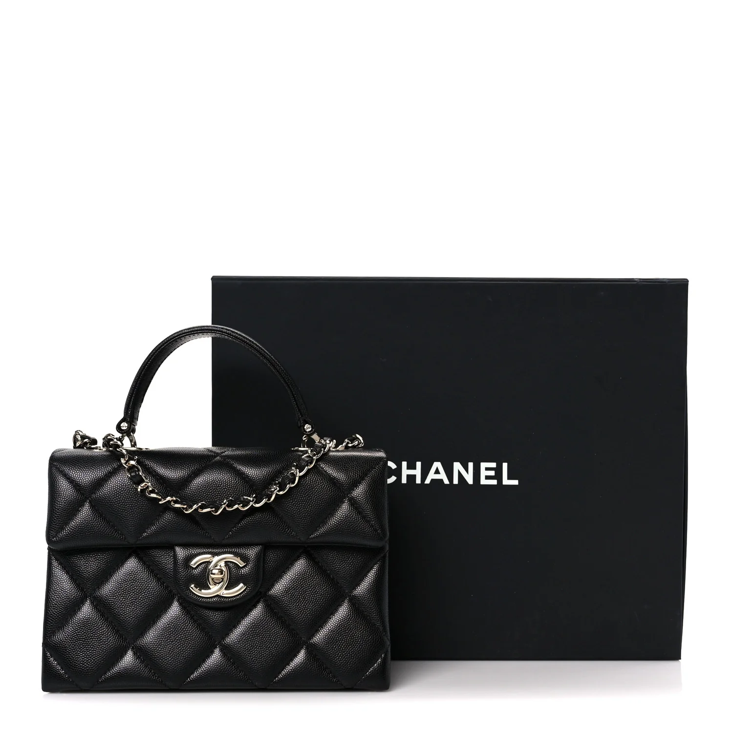 Caviar Quilted Mini Retro Twist Top Handle Flap Black - Image 12