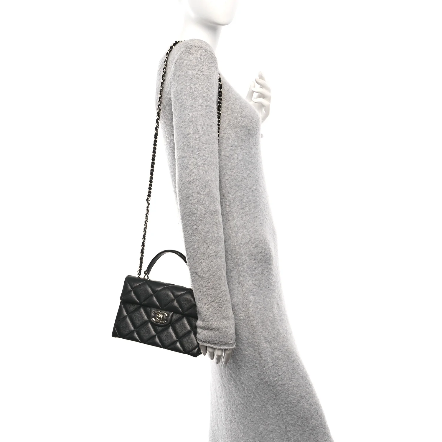 Caviar Quilted Mini Retro Twist Top Handle Flap Black - Image 2