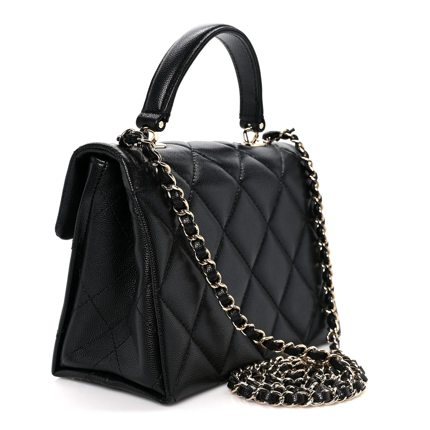 Caviar Quilted Mini Retro Twist Top Handle Flap Black - Image 3