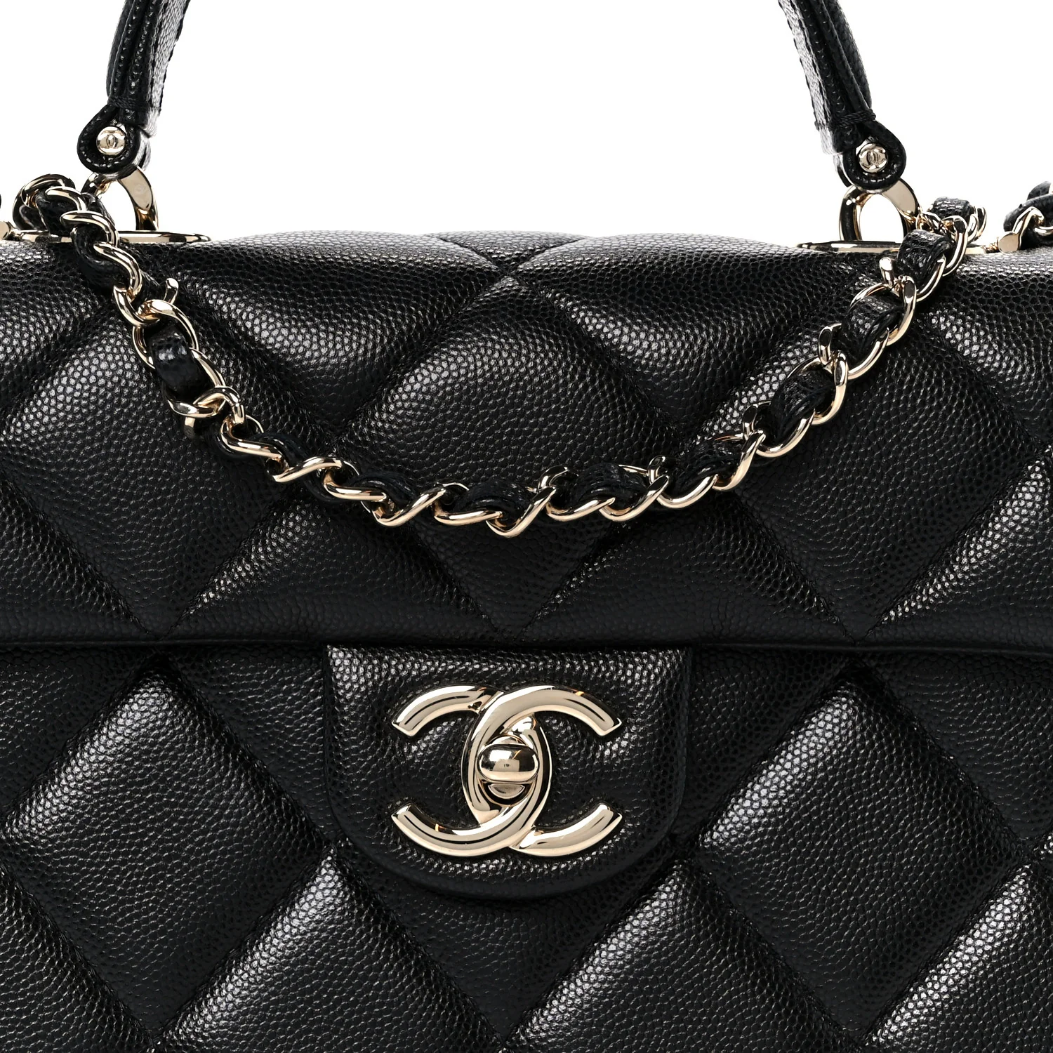 Caviar Quilted Mini Retro Twist Top Handle Flap Black - Image 9