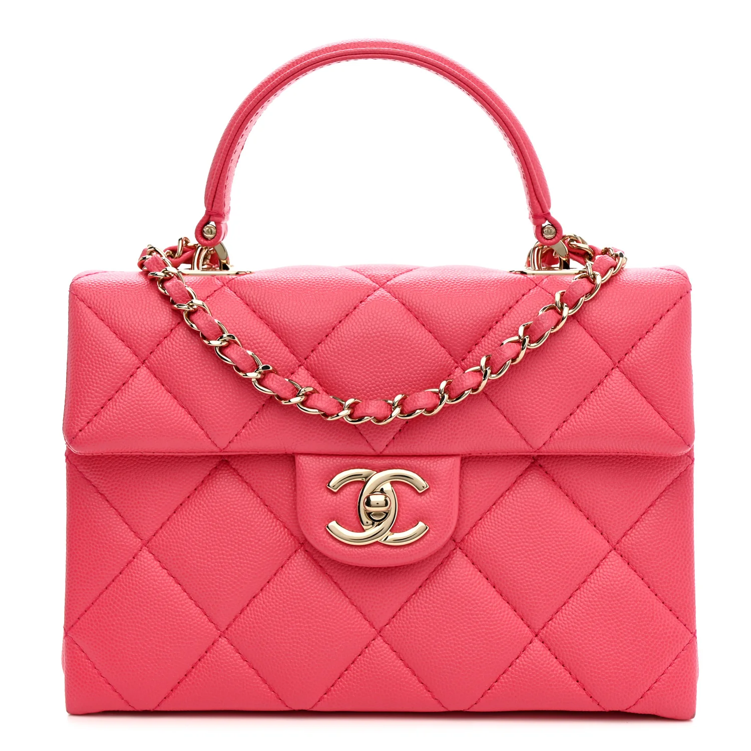 Caviar Quilted Mini Retro Twist Top Handle Flap Pink
