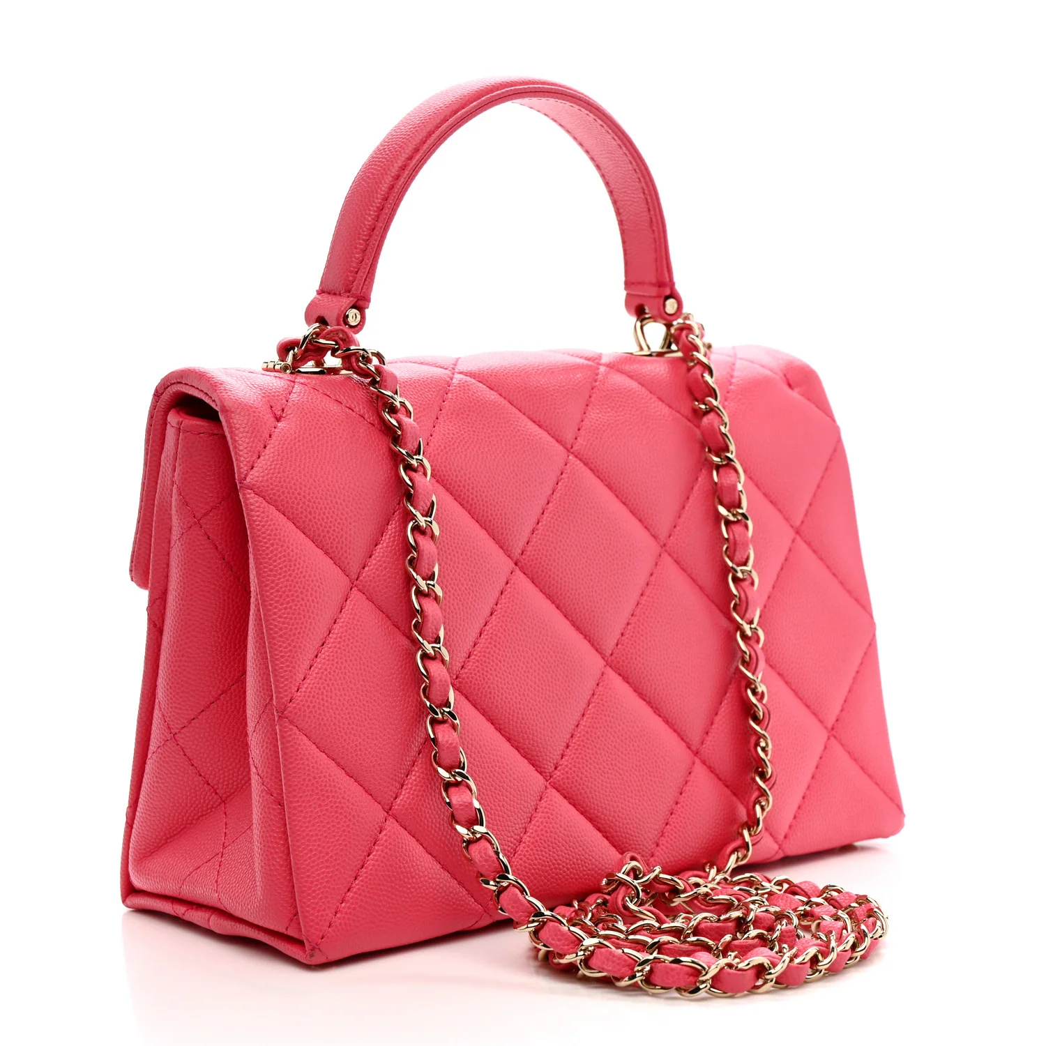 Caviar Quilted Mini Retro Twist Top Handle Flap Pink - Image 3