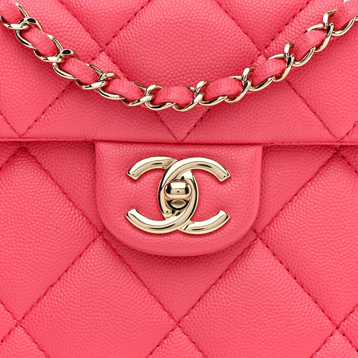 Caviar Quilted Mini Retro Twist Top Handle Flap Pink - Image 8