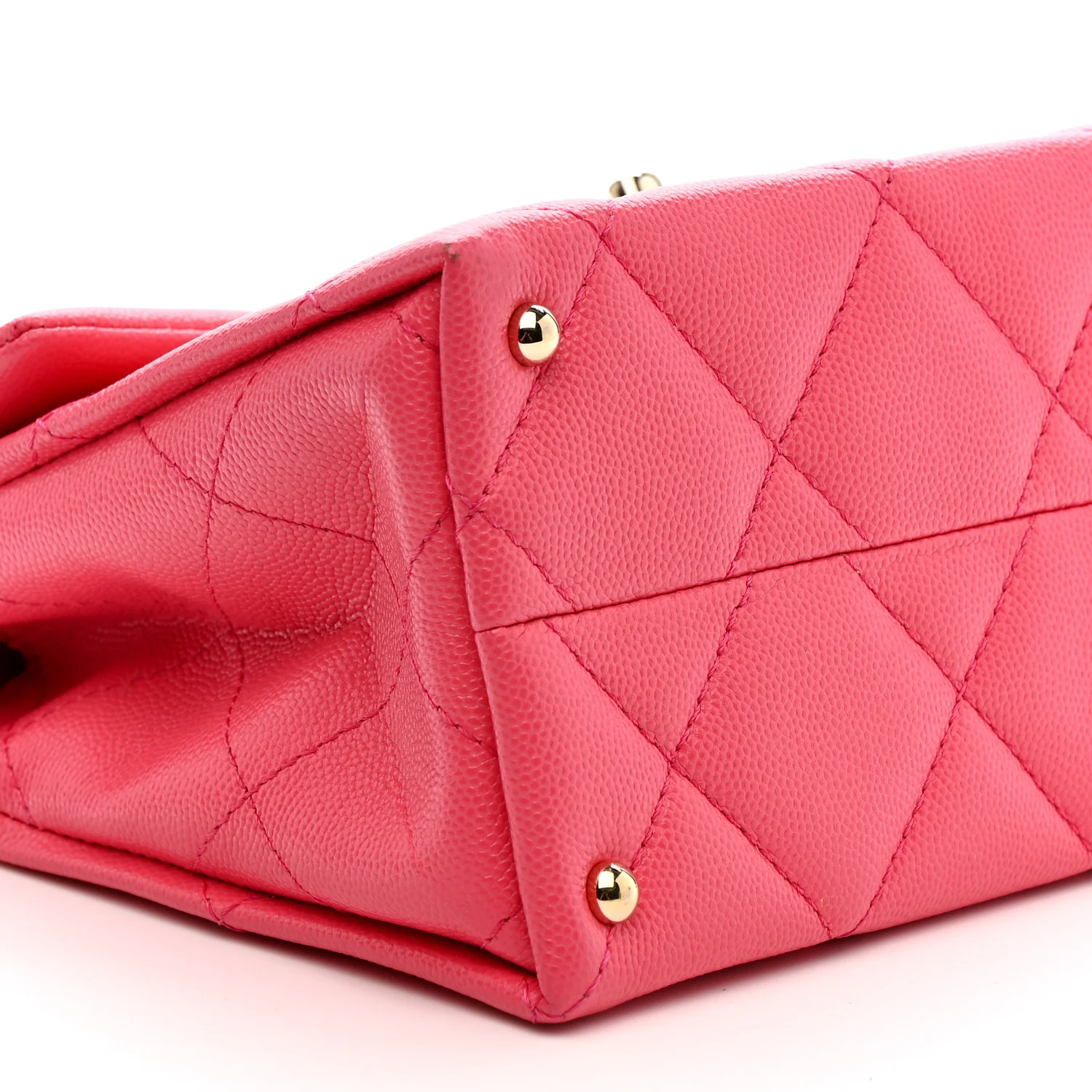 Caviar Quilted Mini Retro Twist Top Handle Flap Pink - Image 9