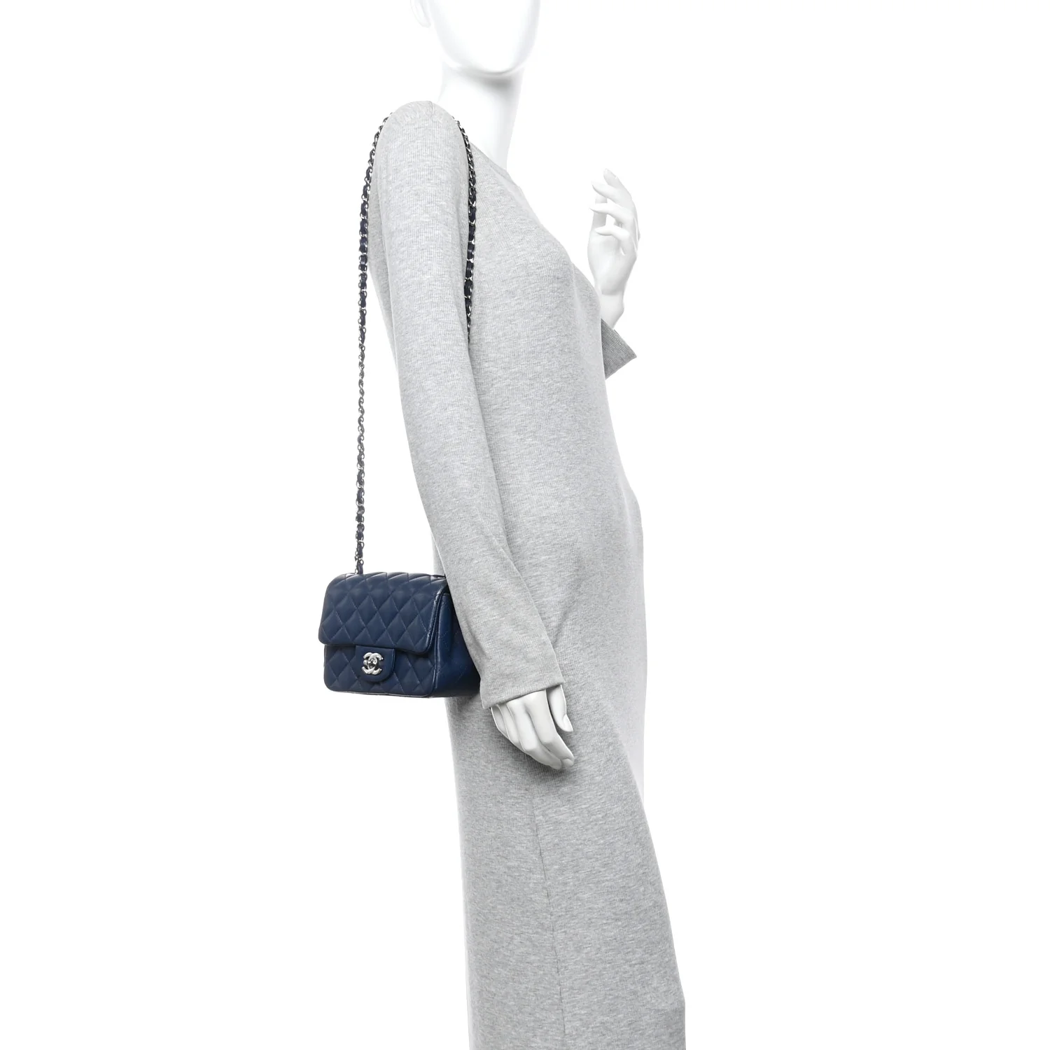 Caviar Quilted Mini Square Flap Navy - Image 2