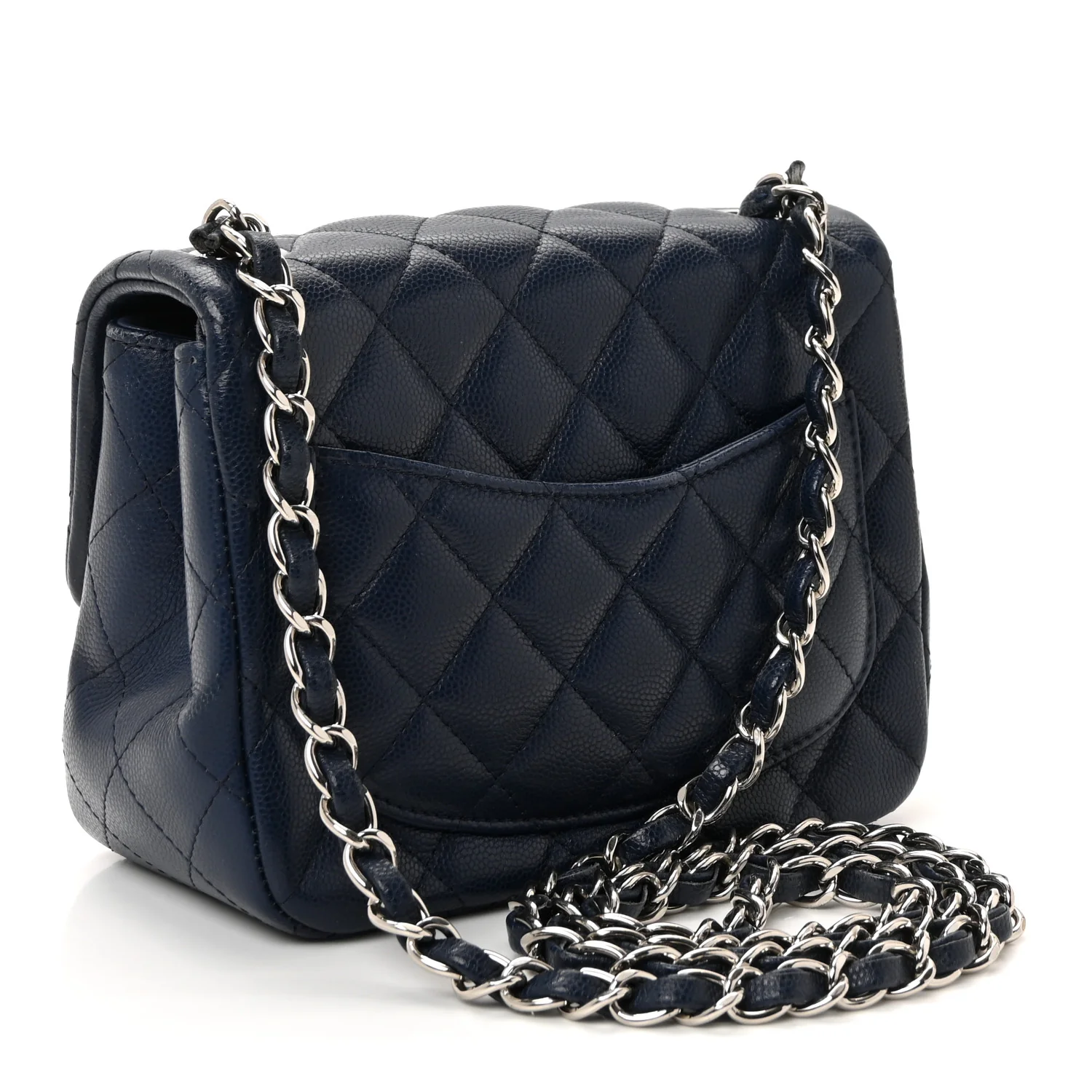 Caviar Quilted Mini Square Flap Navy - Image 3