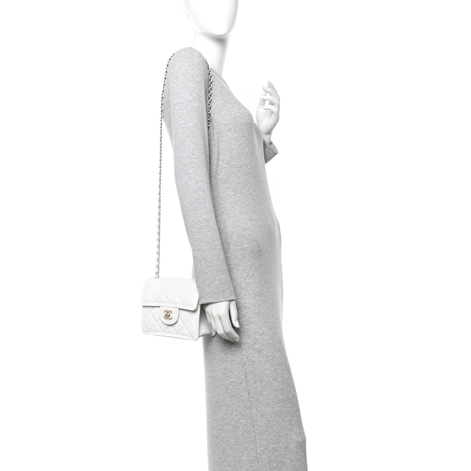 Caviar Quilted Mini Sweet Classic Flap White - Image 2