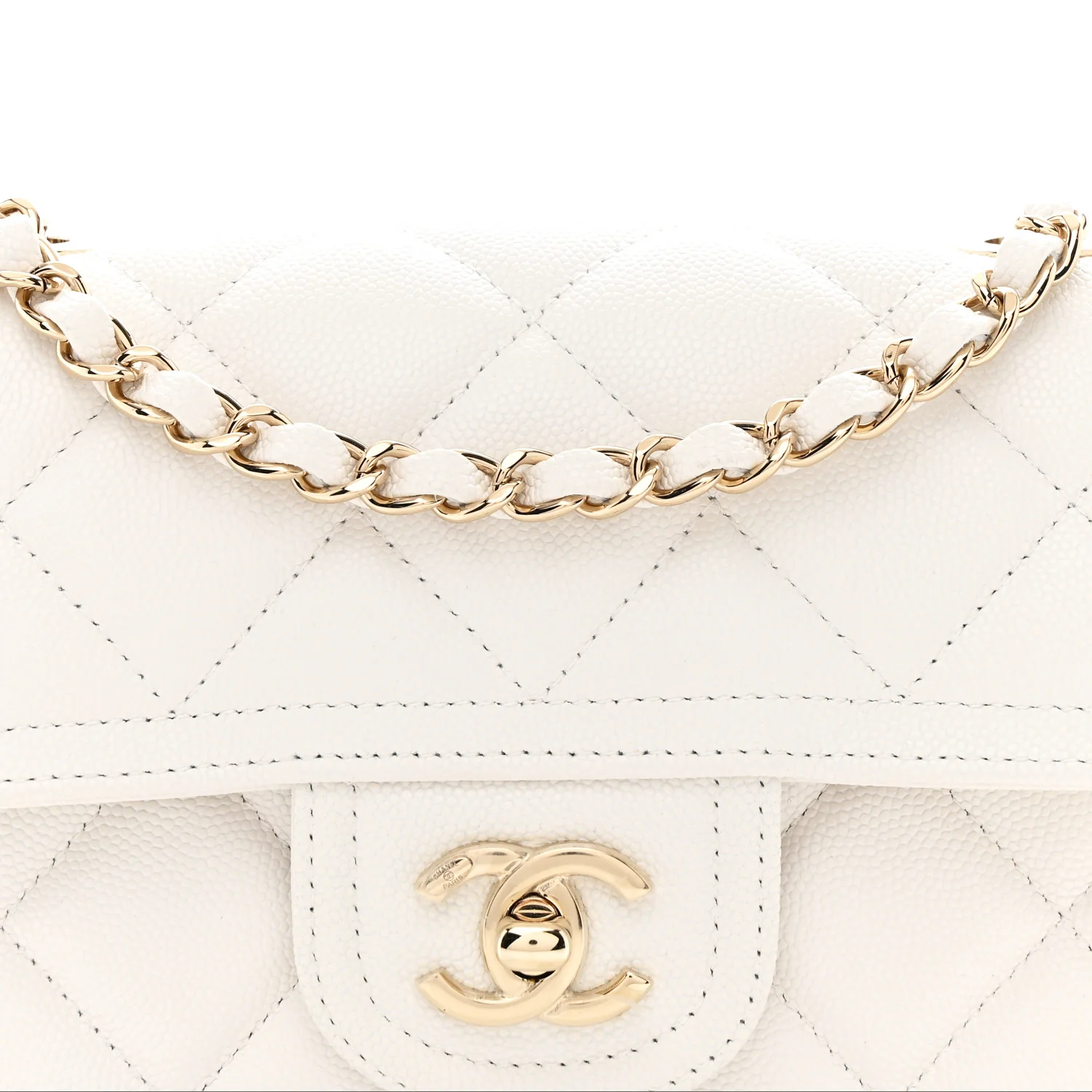 Caviar Quilted Mini Sweet Classic Flap White - Image 8
