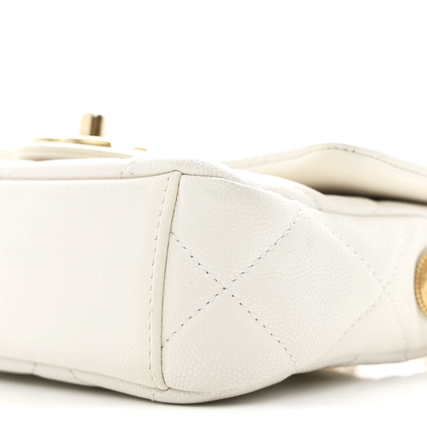 Caviar Quilted Mini Twist Your Buttons Flap White - Image 10