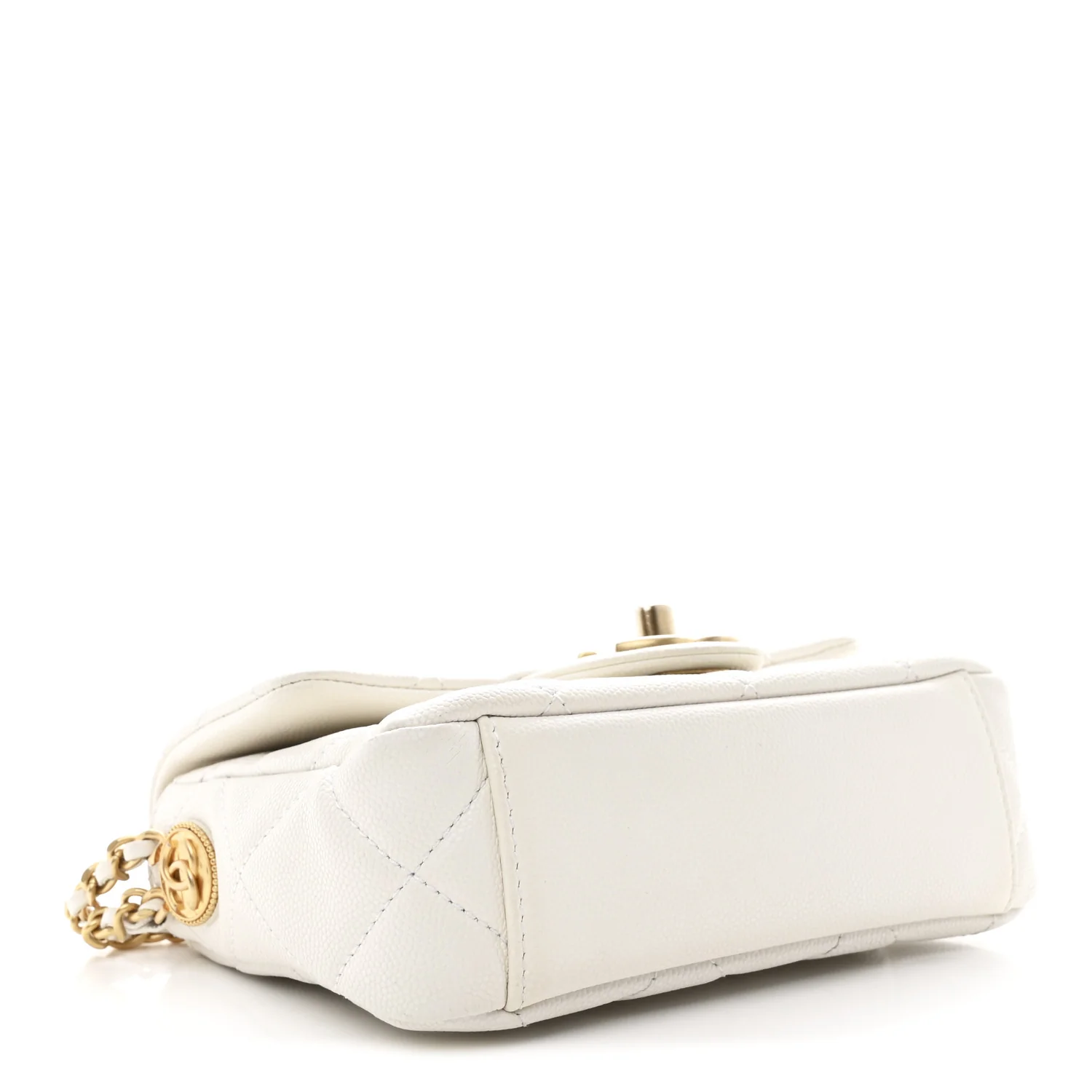 Caviar Quilted Mini Twist Your Buttons Flap White - Image 4