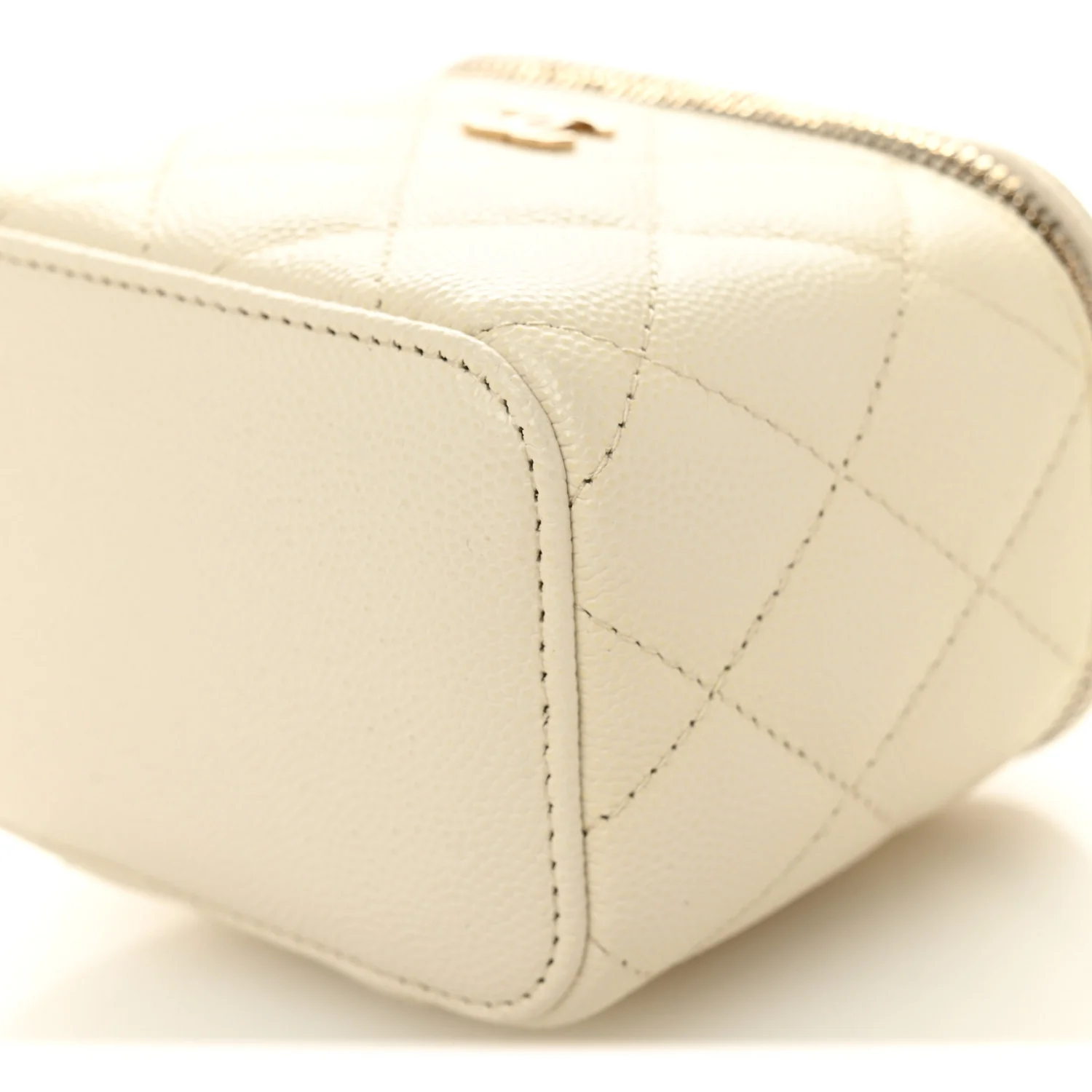 Caviar Quilted Mini Vanity Case With Chain White - Image 10