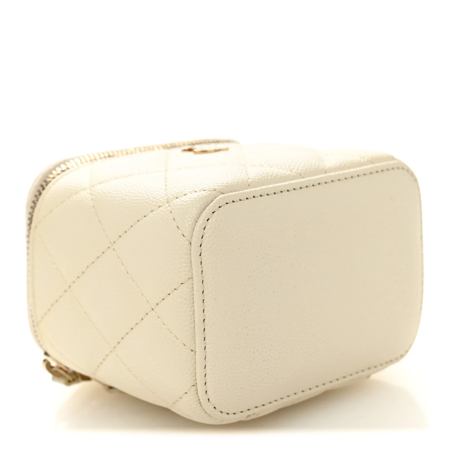 Caviar Quilted Mini Vanity Case With Chain White - Image 4