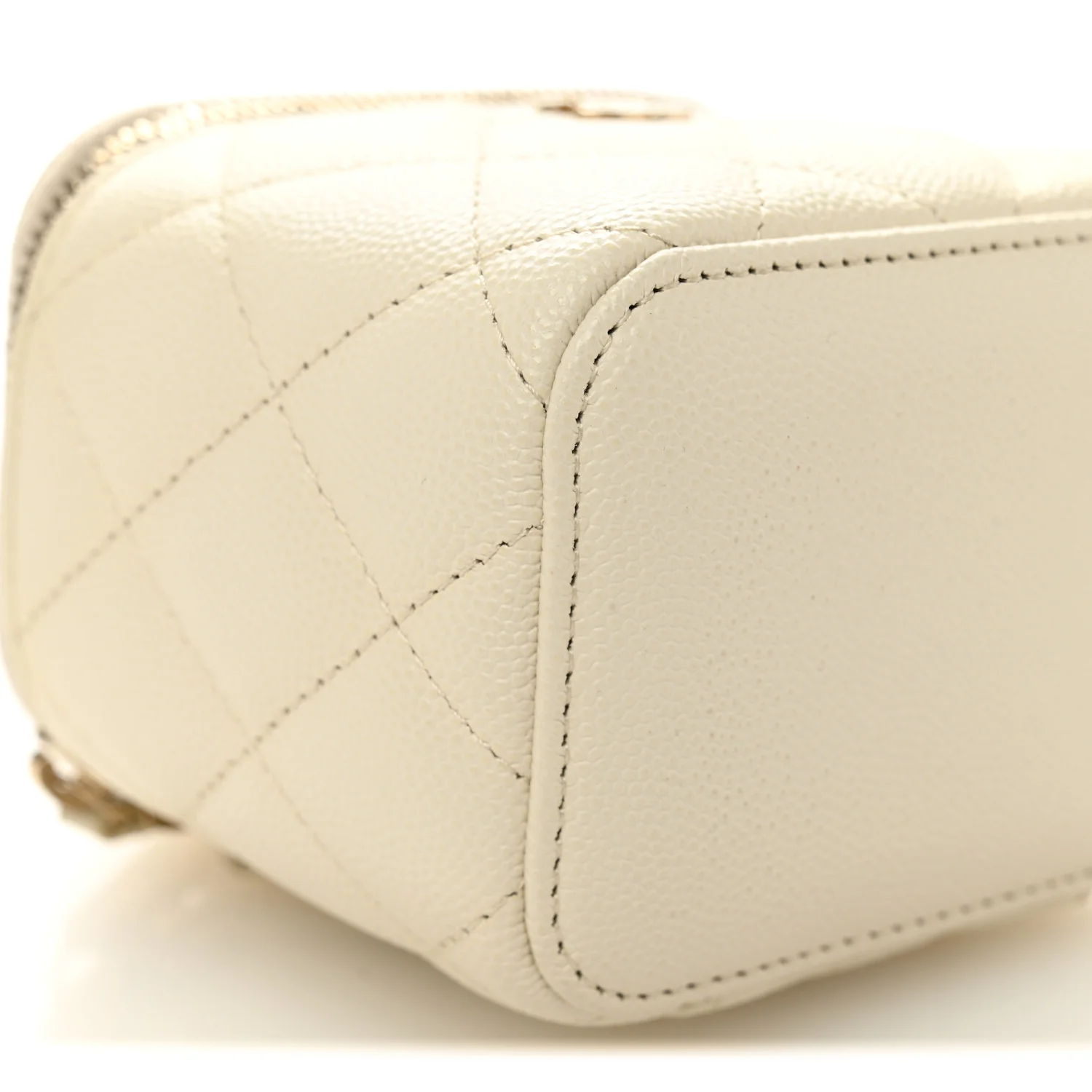 Caviar Quilted Mini Vanity Case With Chain White - Image 9