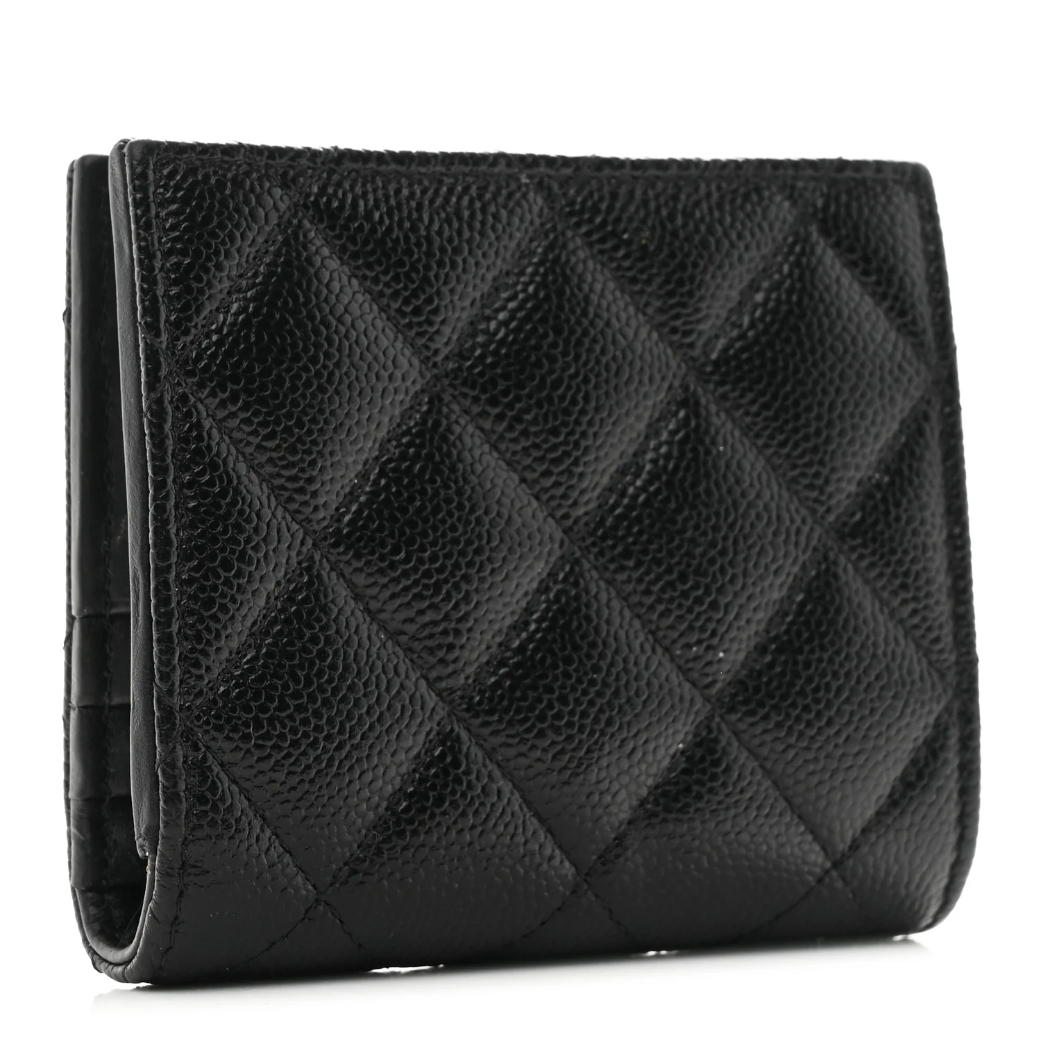 Caviar Quilted Multi Chain CC Compact Bifold Wallet Black - Image 3
