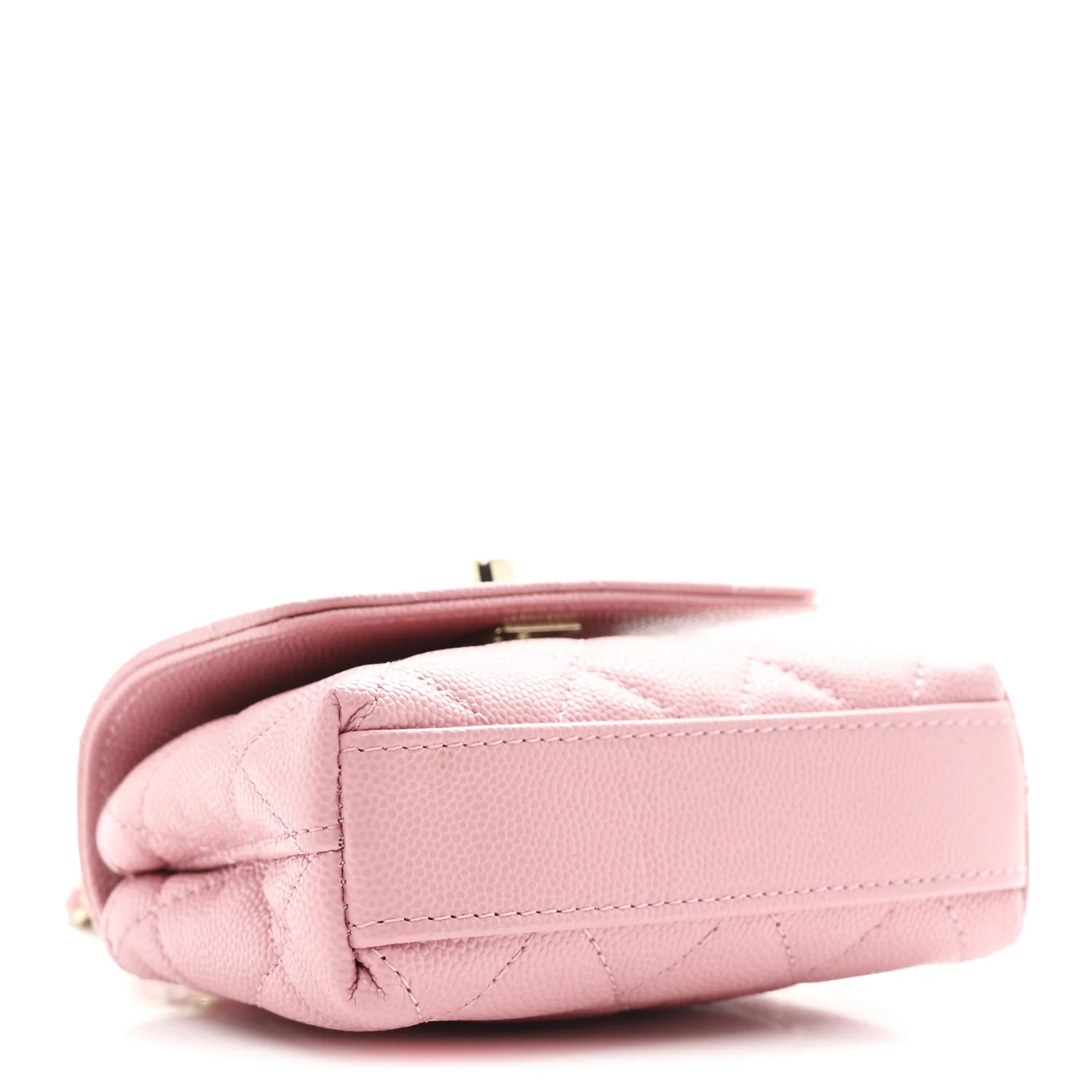 Caviar Quilted Nano Coco Handle Clutch With Chain Pink - Image 4