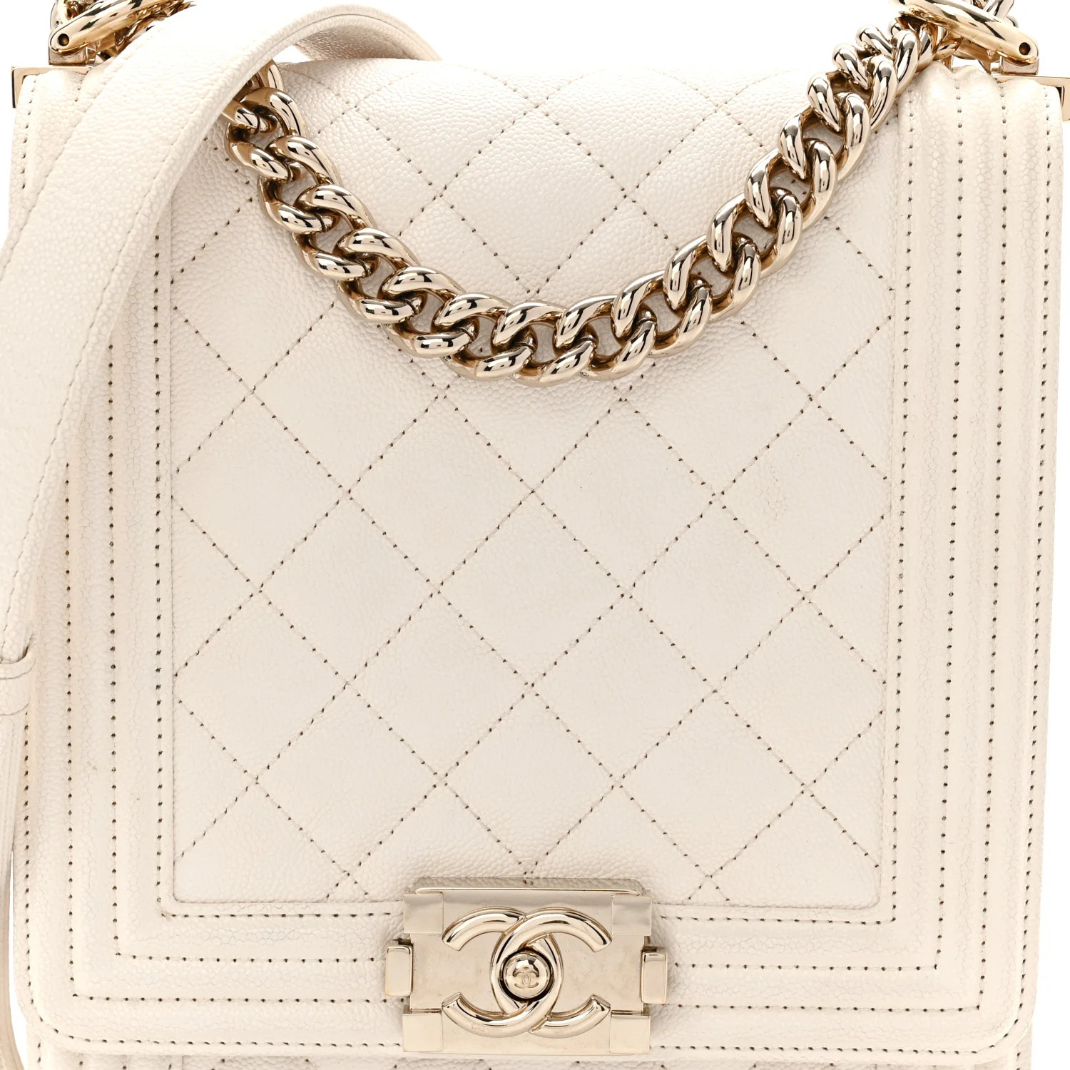 Caviar Quilted North South Boy Flap White - Image 9
