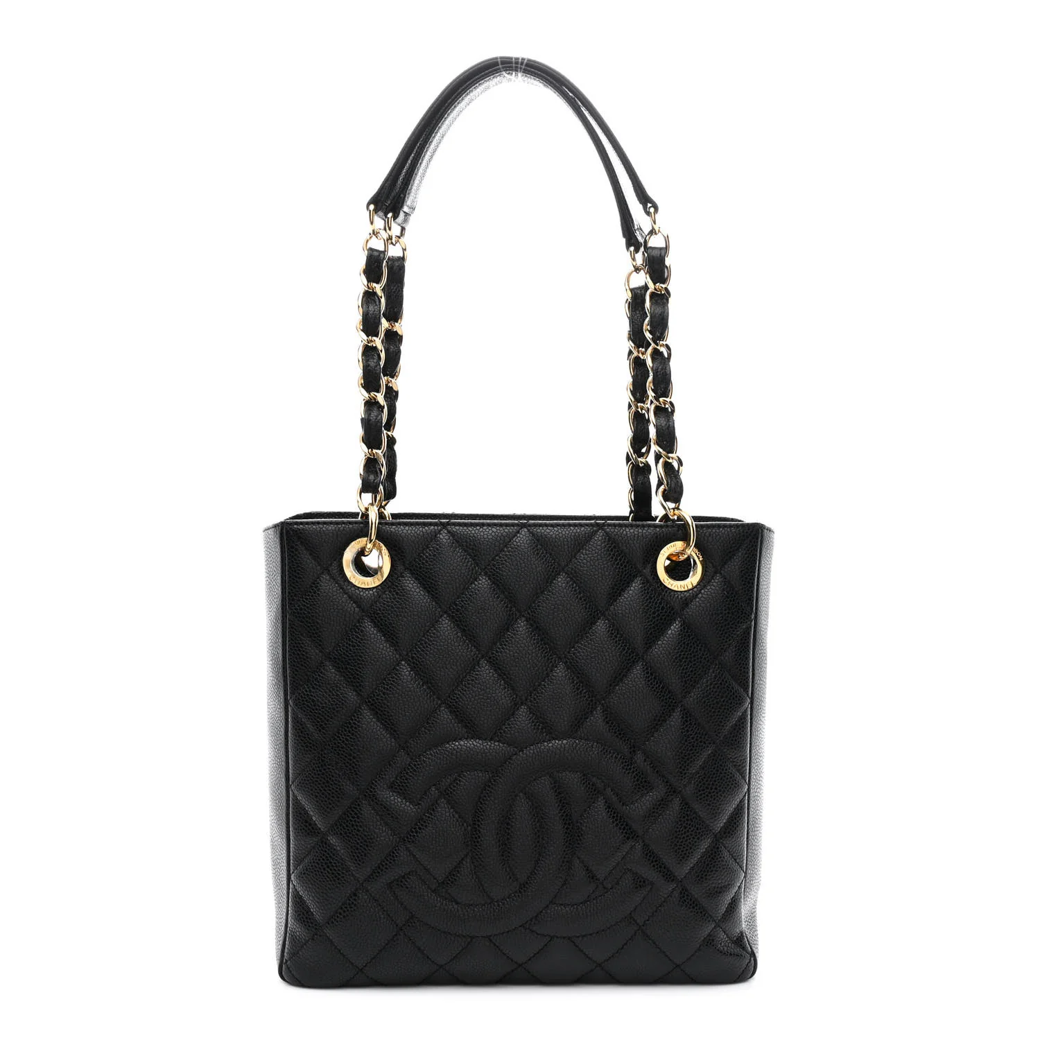 Caviar Quilted Petit Shopping Tote PST Black