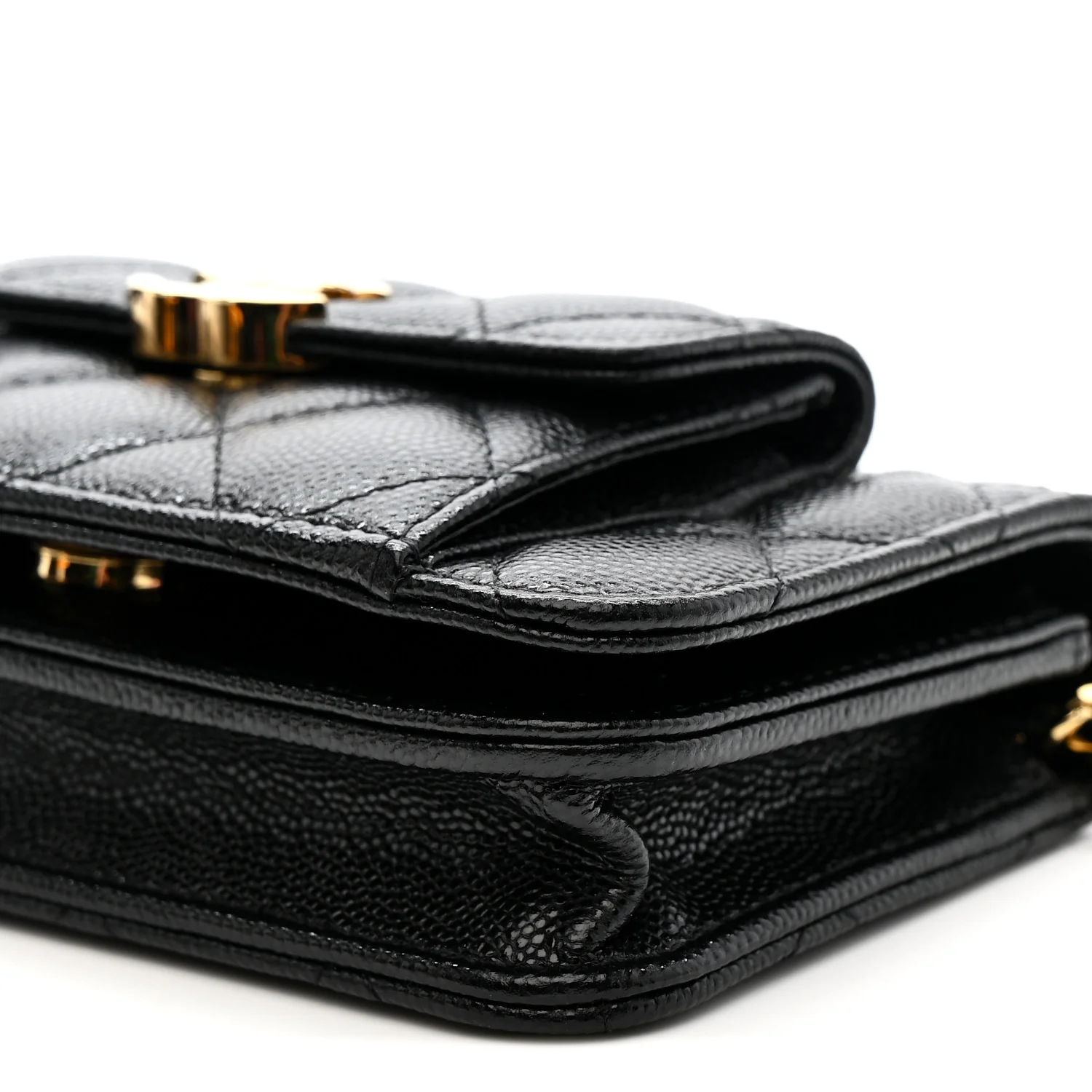 Caviar Quilted Pocket Twins Clutch With Chain Black - Image 12
