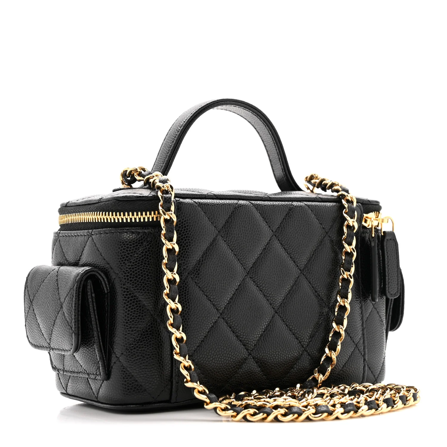 Caviar Quilted Polly Pocket East West Top Vanity With Chain Black - Image 3