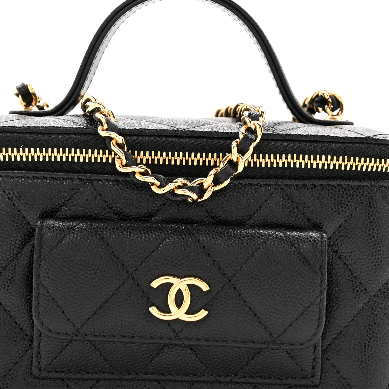Caviar Quilted Polly Pocket East West Top Vanity With Chain Black - Image 8