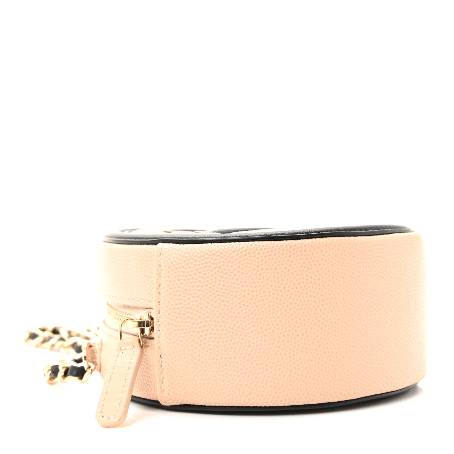 Caviar Quilted Round Filigree Crossbody Beige Black - Image 4