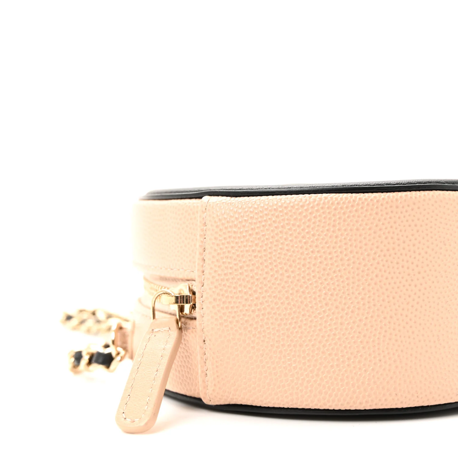 Caviar Quilted Round Filigree Crossbody Beige Black - Image 9