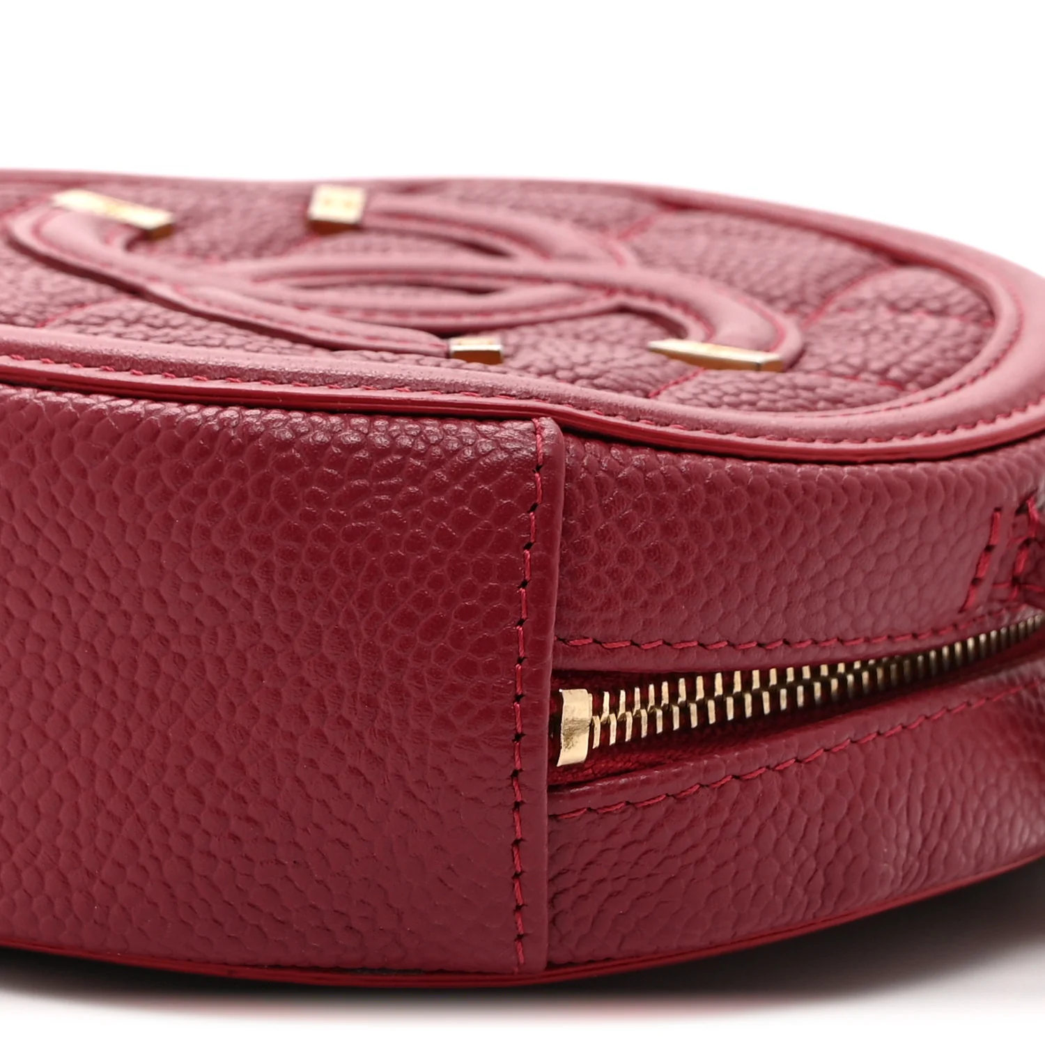 Caviar Quilted Round Filigree Crossbody Red - Image 10