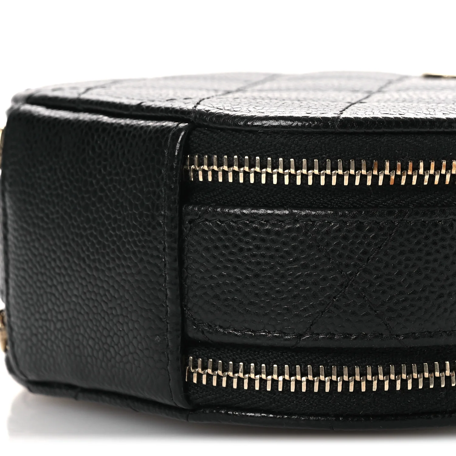 Caviar Quilted Round Handle With Care Vanity With Chain Black - Image 10