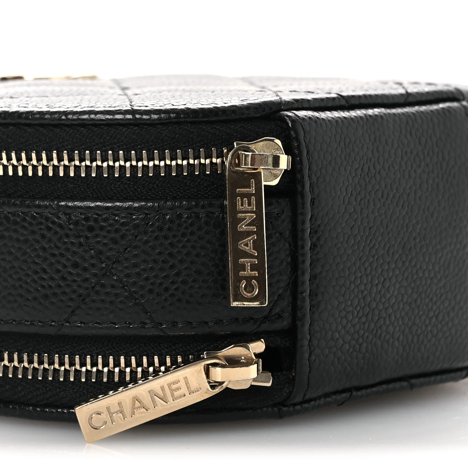 Caviar Quilted Round Handle With Care Vanity With Chain Black - Image 9