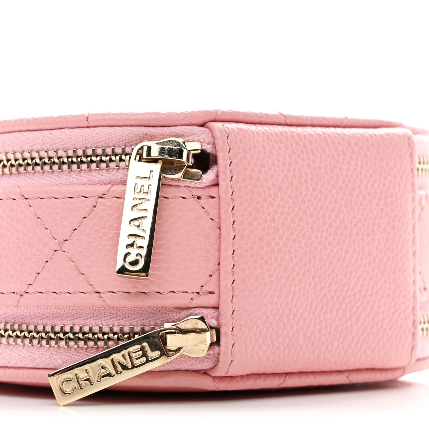 Caviar Quilted Round Handle With Care Vanity With Chain Pink - Image 10