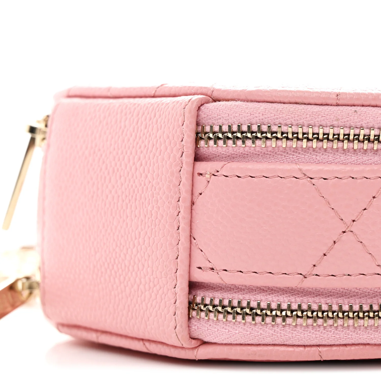 Caviar Quilted Round Handle With Care Vanity With Chain Pink - Image 11