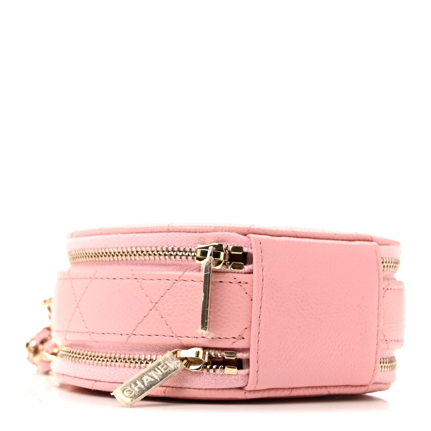 Caviar Quilted Round Handle With Care Vanity With Chain Pink - Image 10