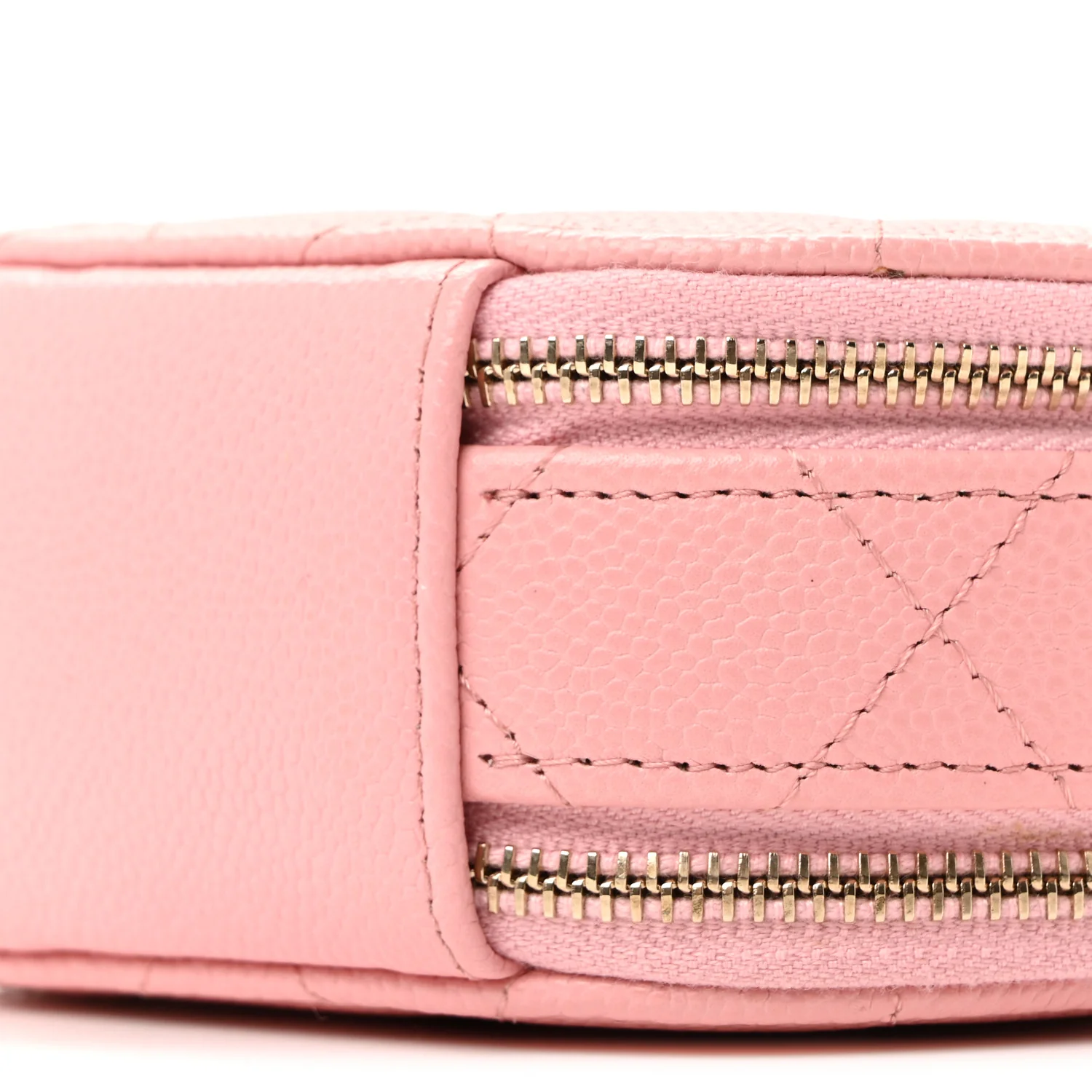 Caviar Quilted Round Handle With Care Vanity With Chain Pink - Image 29