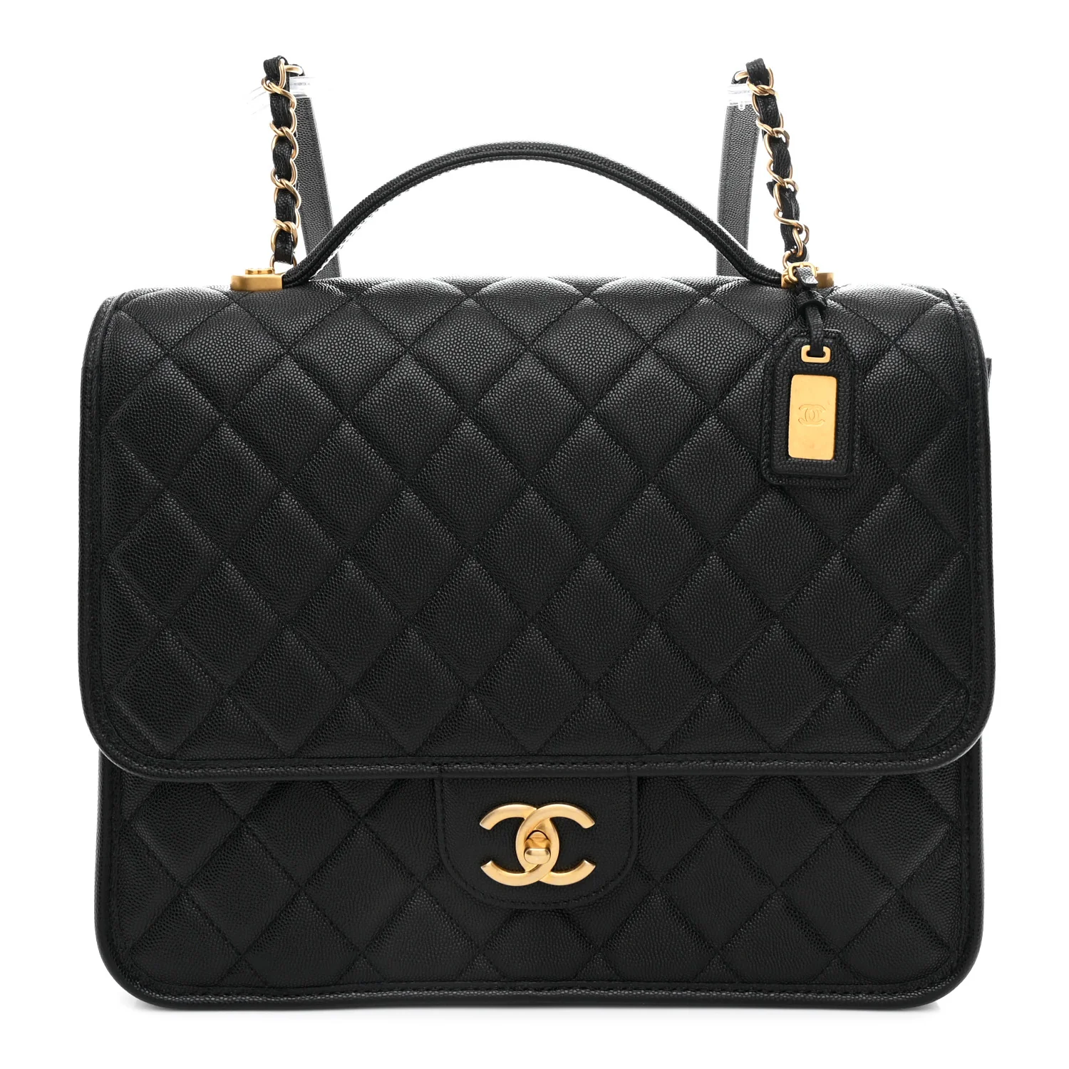 Caviar Quilted School Memory Backpack Black