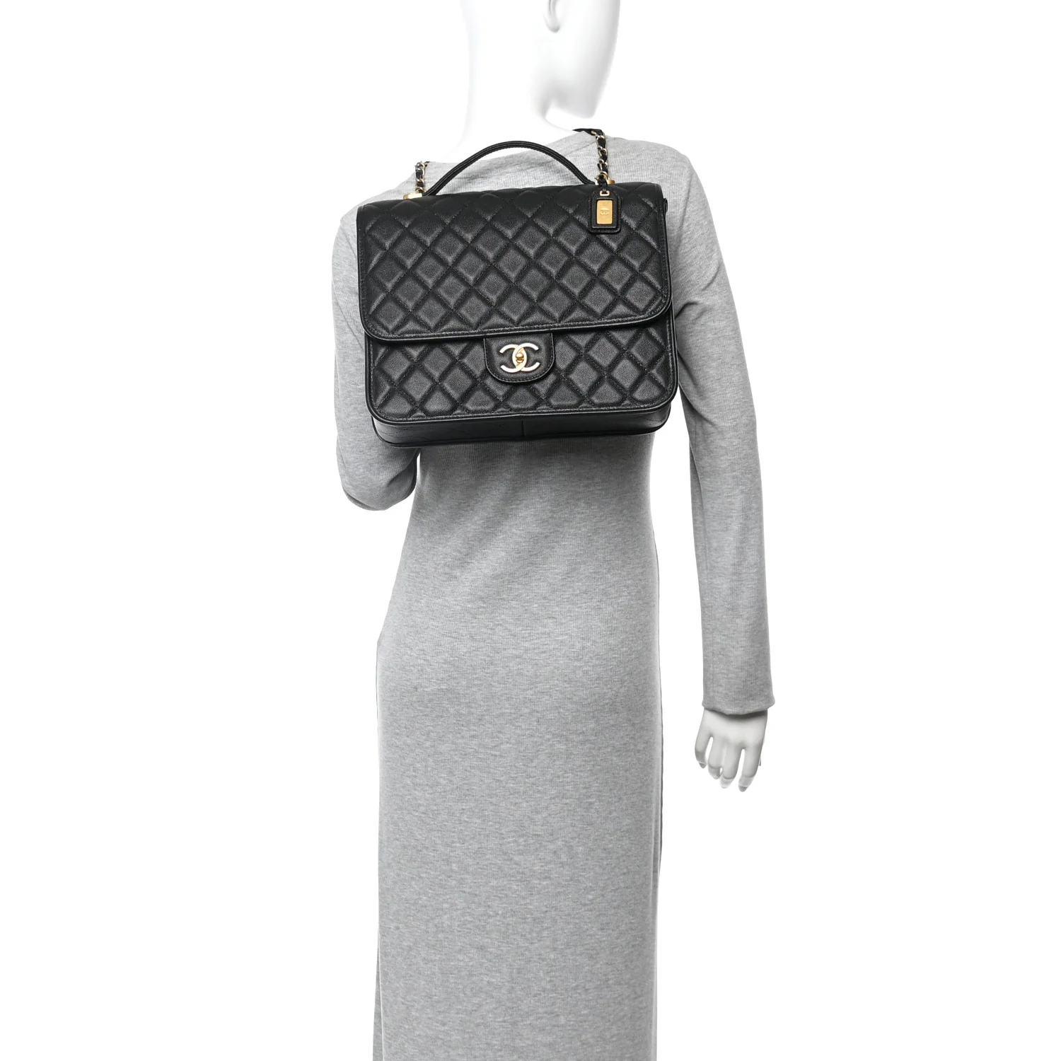 Caviar Quilted School Memory Backpack Black - Image 2