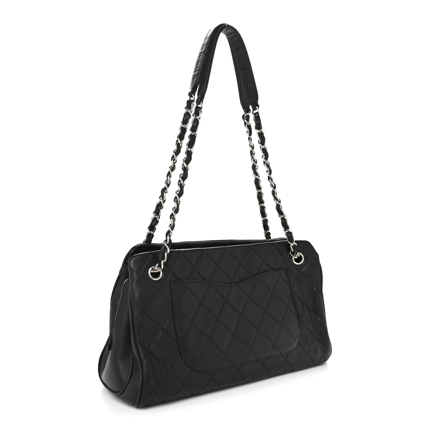 Caviar Quilted Shopping Tote Black - Image 3