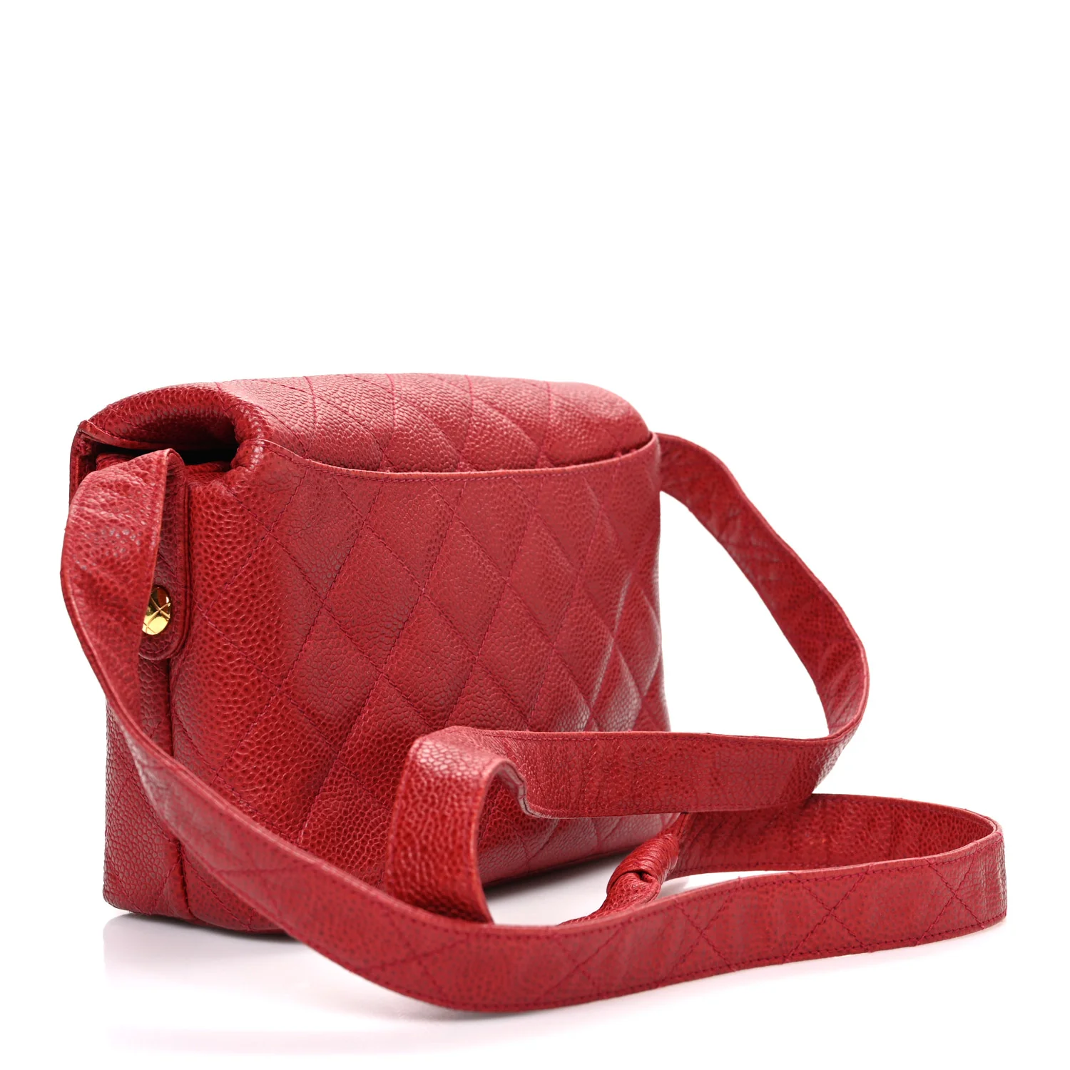 Caviar Quilted Shoulder Bag Red - Image 3