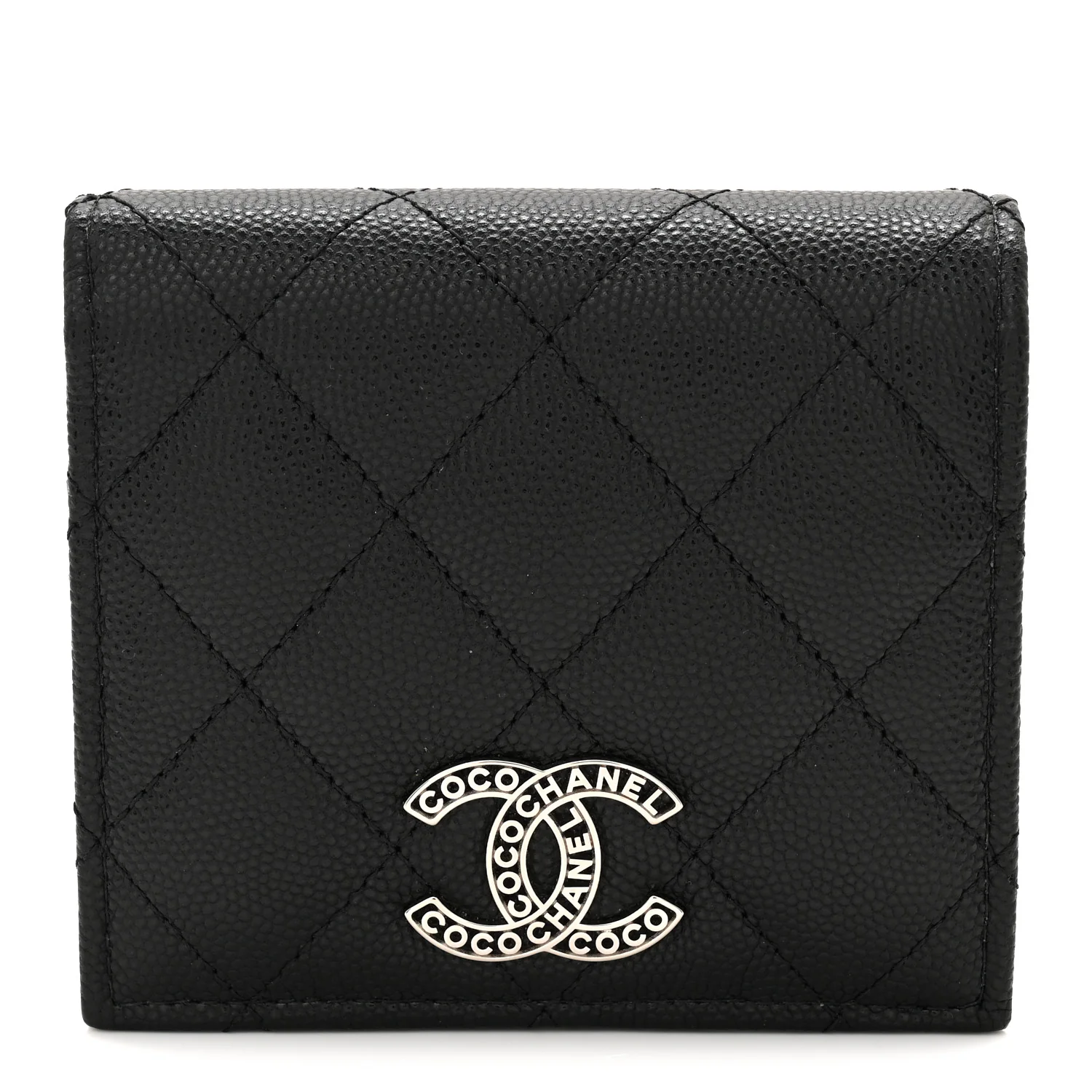 Caviar Quilted Small Bifold Wallet Black