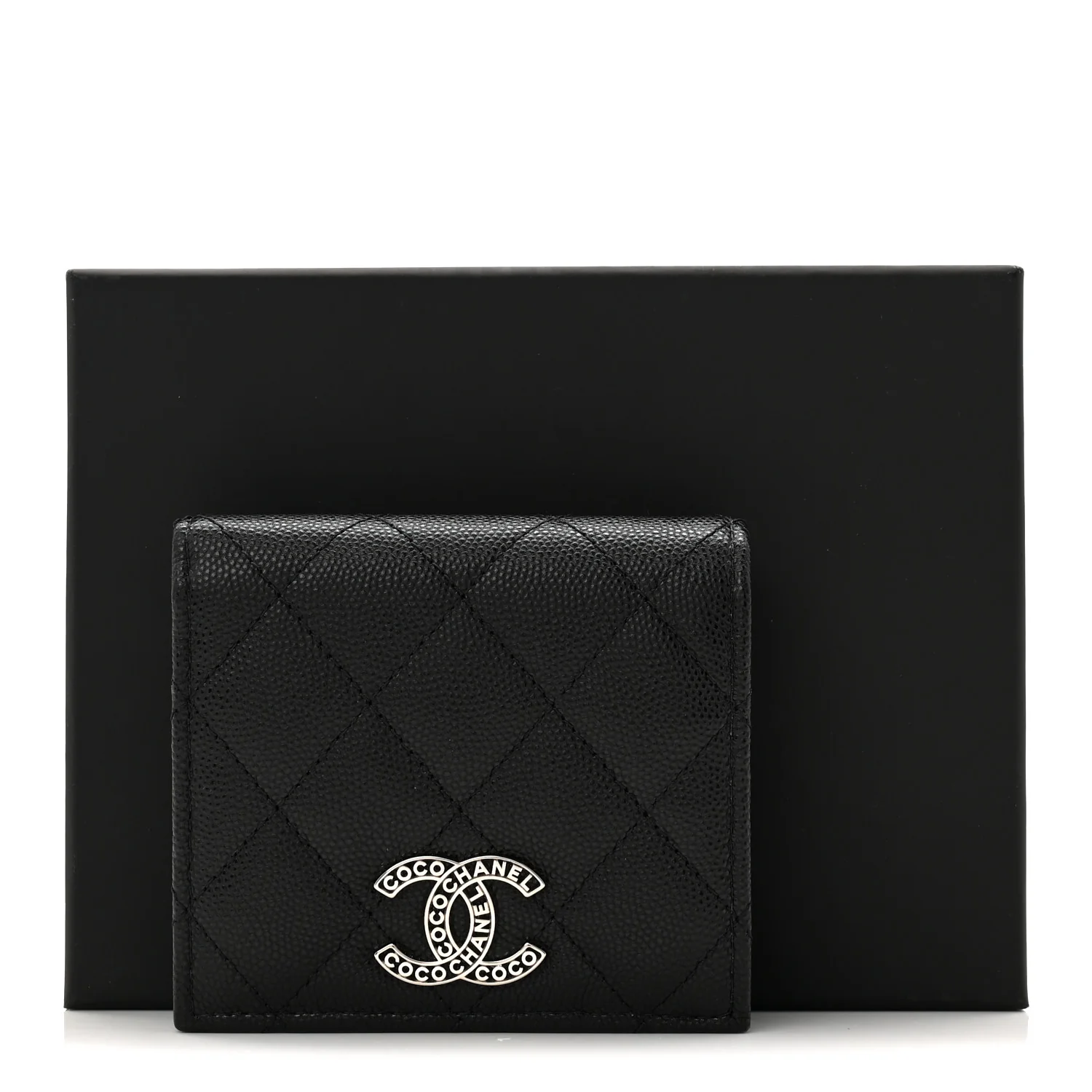 Caviar Quilted Small Bifold Wallet Black - Image 10