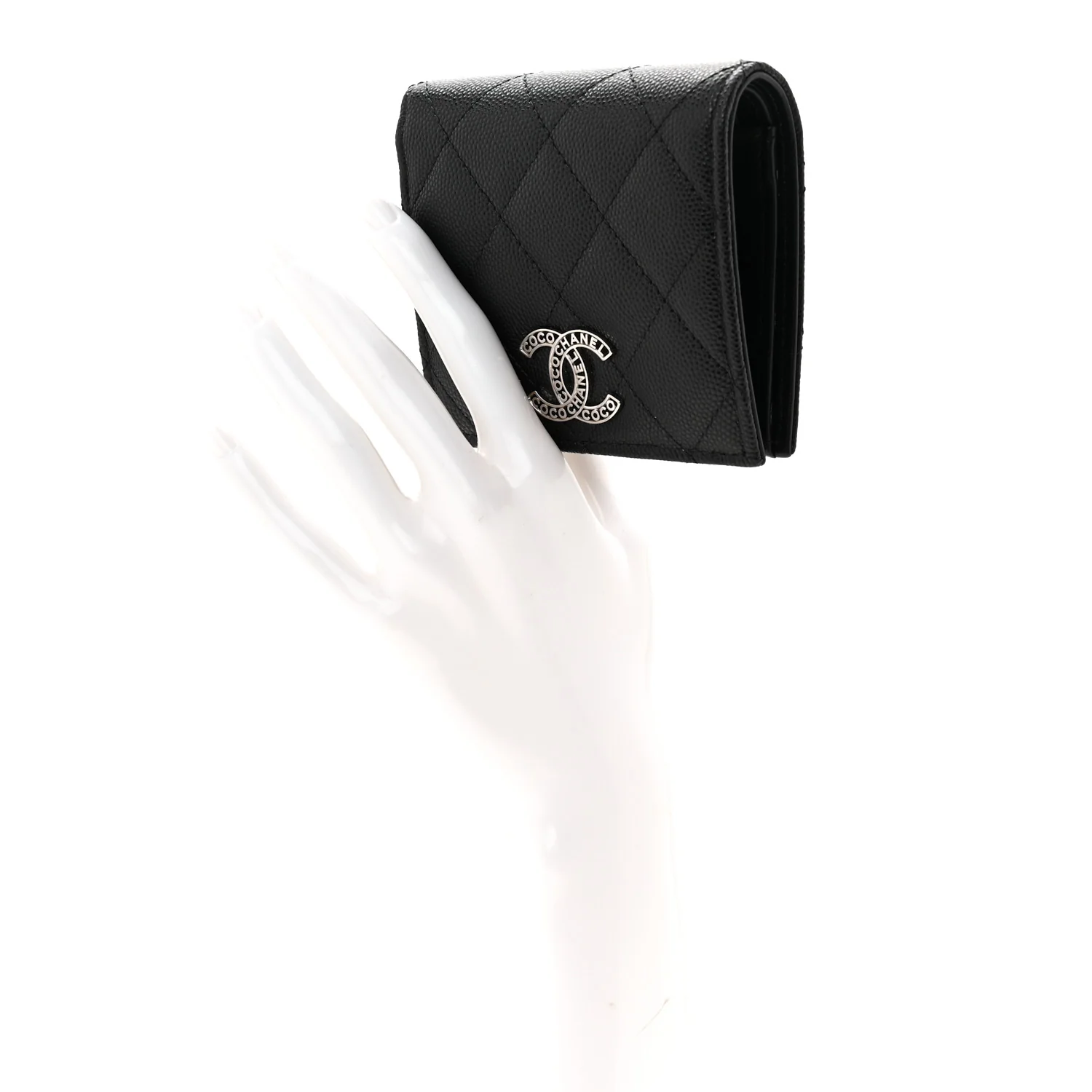Caviar Quilted Small Bifold Wallet Black - Image 2