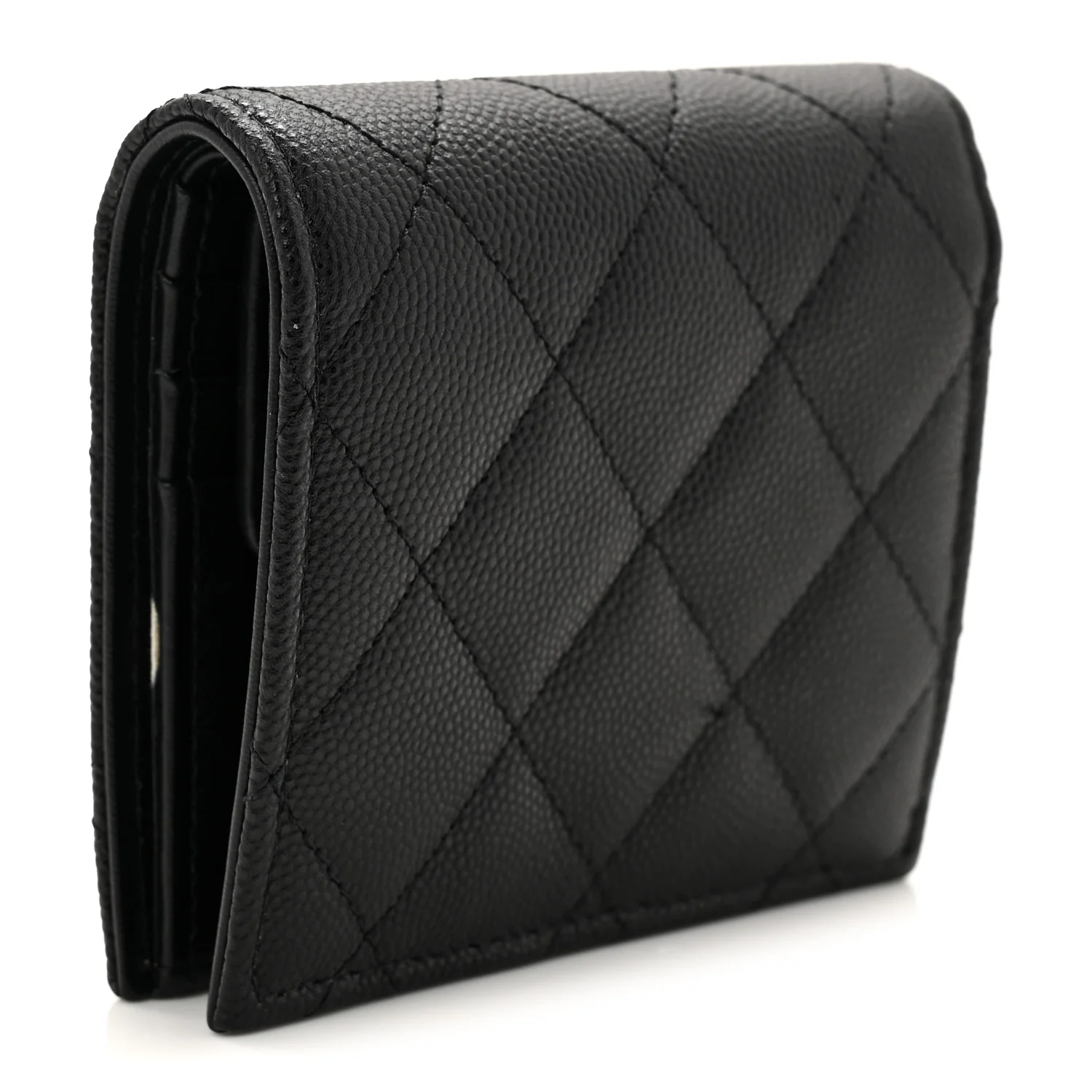 Caviar Quilted Small Bifold Wallet Black - Image 3