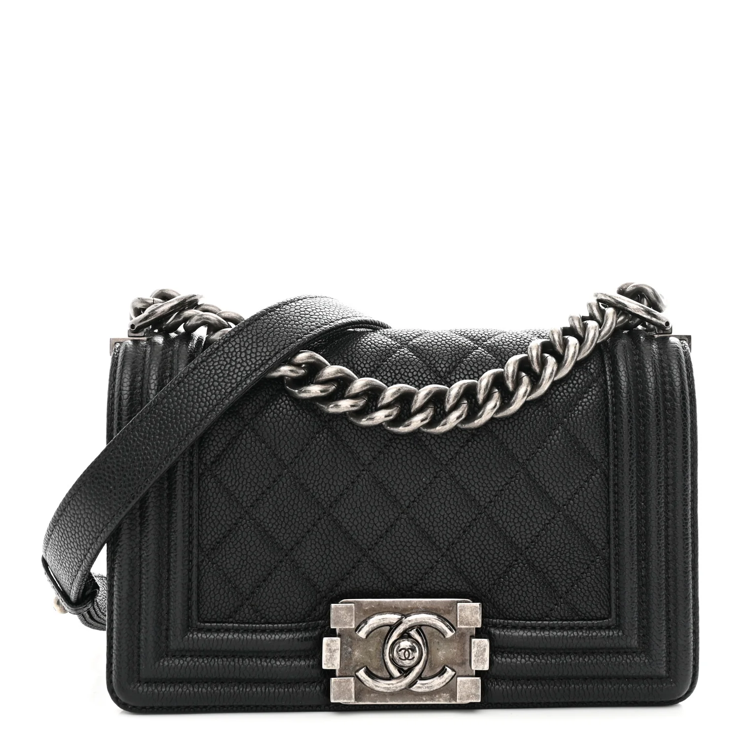 Caviar Quilted Small Boy Flap Black
