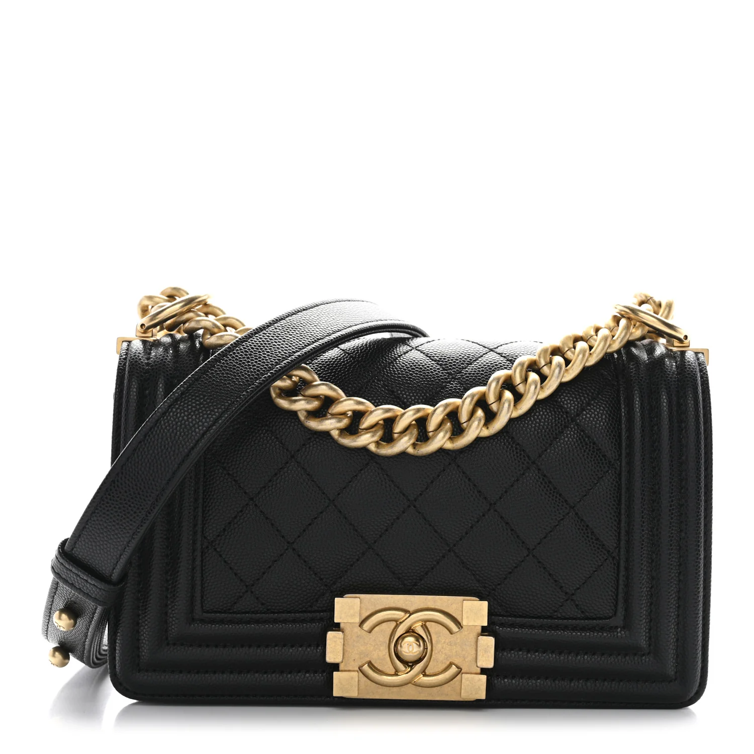 Caviar Quilted Small Boy Flap Black