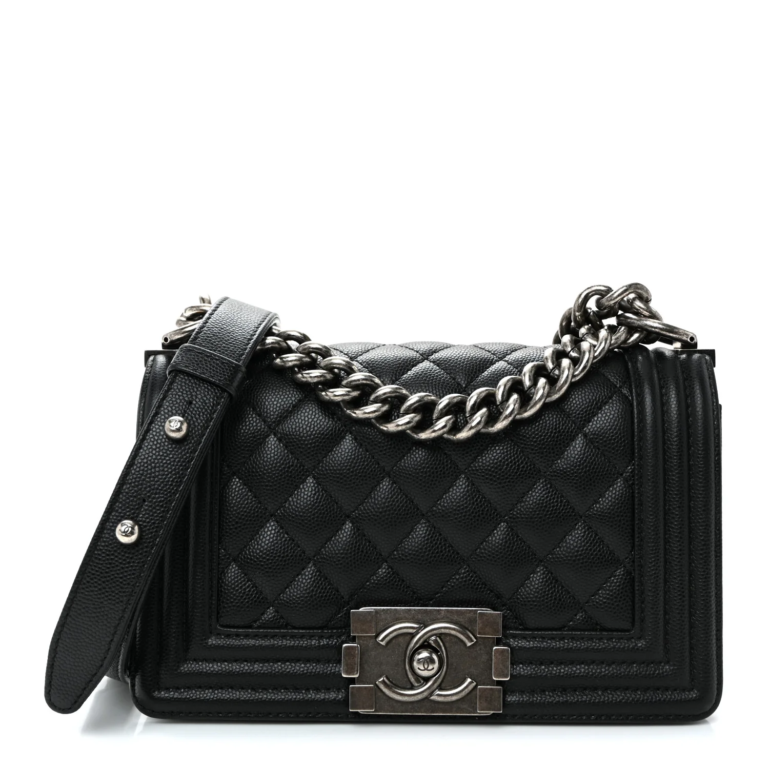 Caviar Quilted Small Boy Flap Black